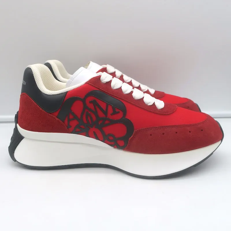 Alexander McQueen Sprint Runner Platform Sneakers Red Suede Size 40 NEW