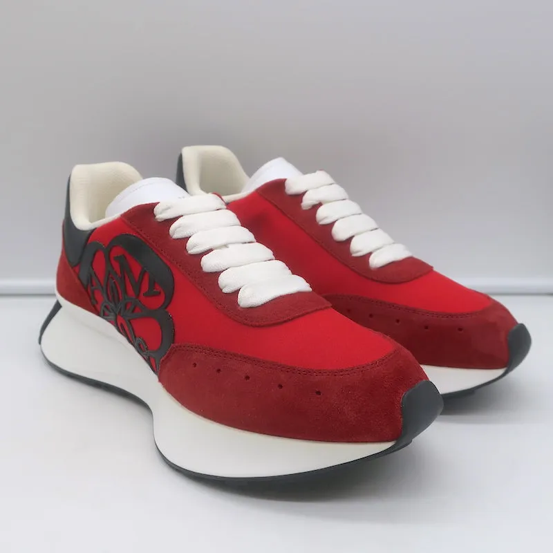 Alexander McQueen Sprint Runner Platform Sneakers Red Suede Size 40 NEW