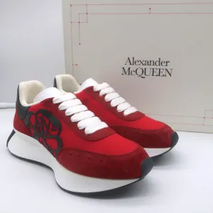 Alexander McQueen Sprint Runner Platform Sneakers Red Suede Size 40 NEW