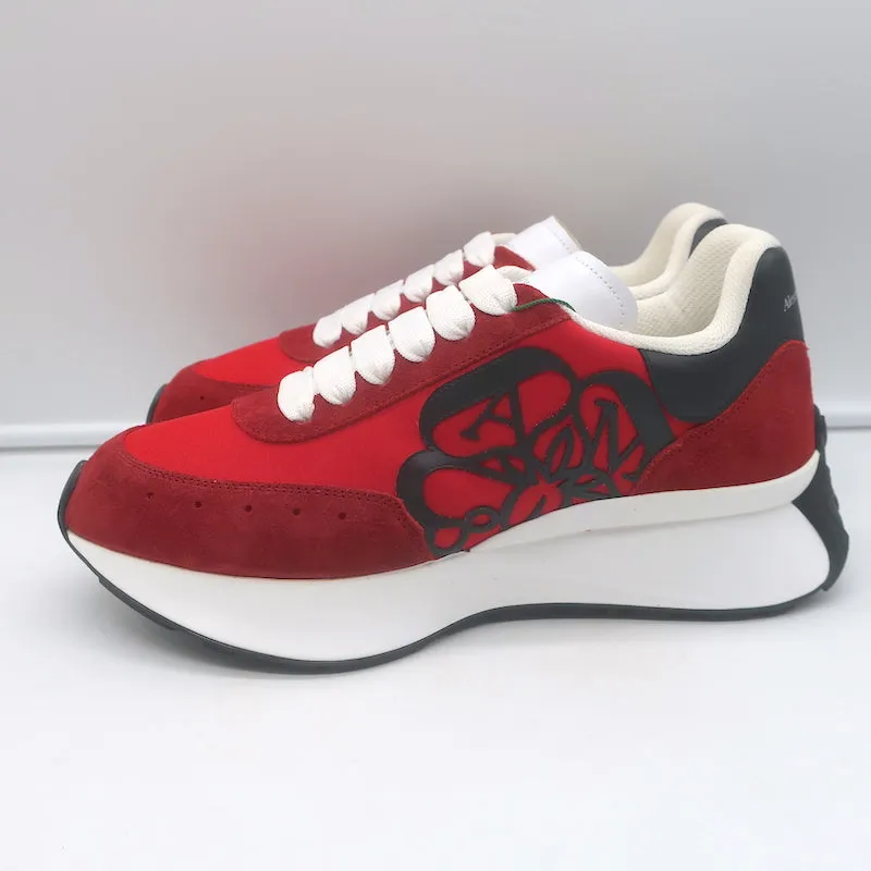 Alexander McQueen Sprint Runner Platform Sneakers Red Suede Size 40 NEW