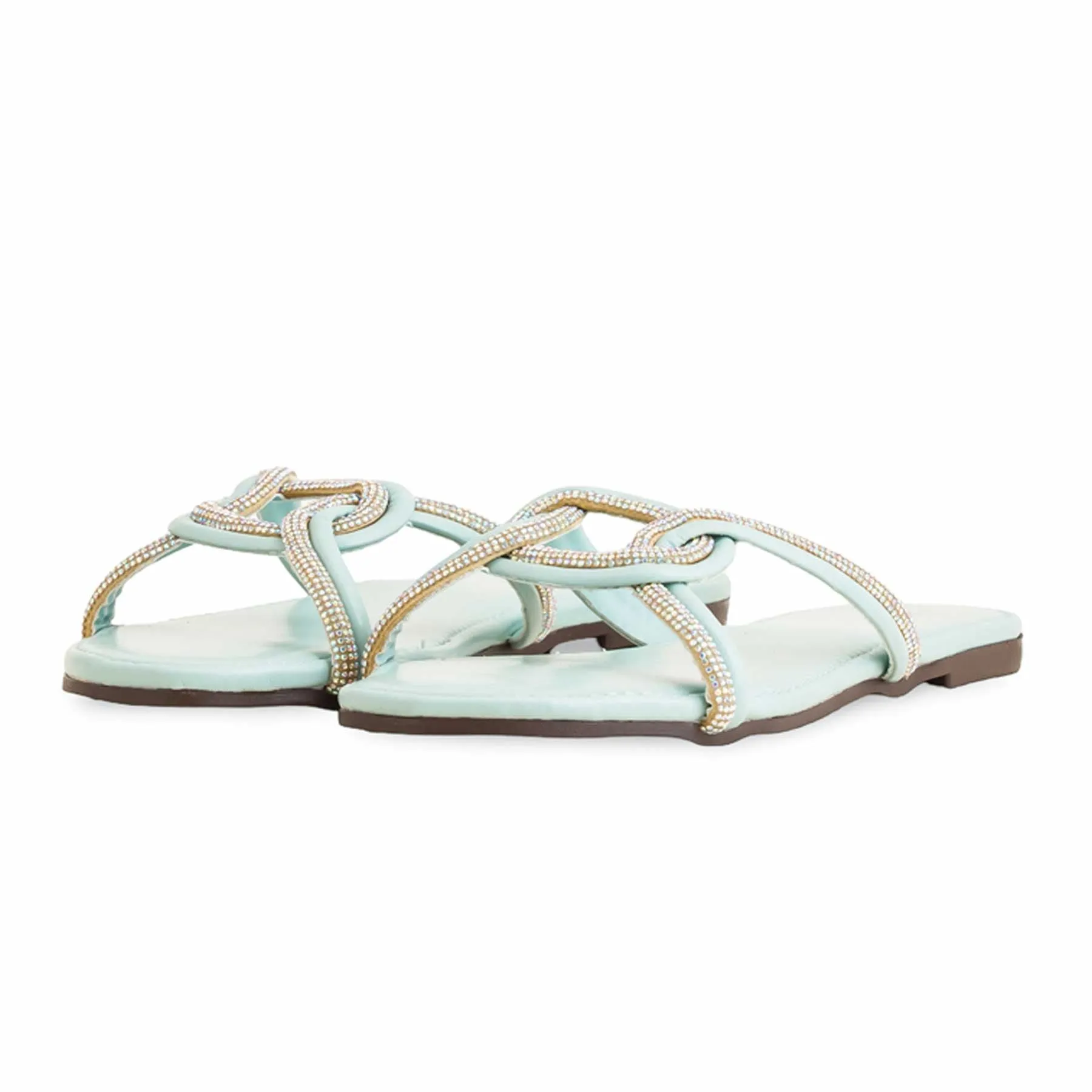 Aqua Green Casual Slipper For Ladies CL1943