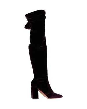 Aquazzura Knee Boots in Violet Velvet