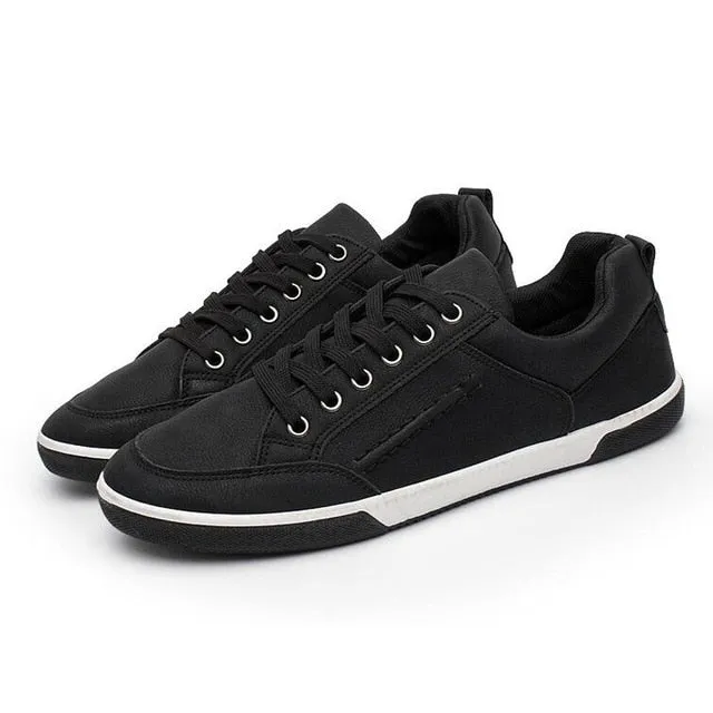 Autumn Solid Color Lace Up Sneakers For Men Comfortable Low Top Shoes