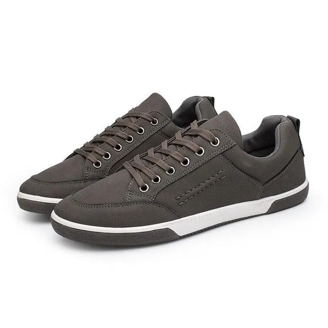 Autumn Solid Color Lace Up Sneakers For Men Comfortable Low Top Shoes