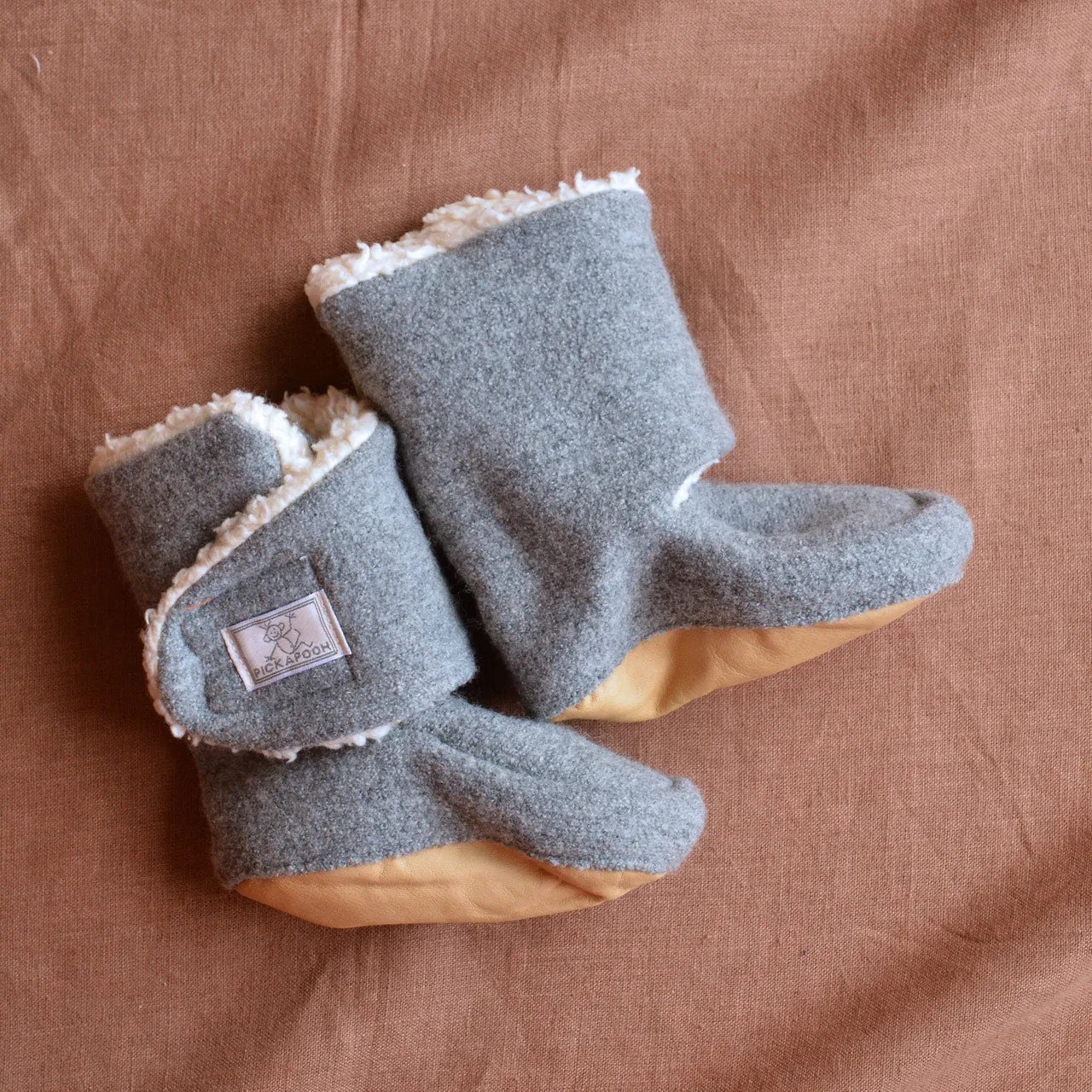 Boiled Wool Booties with Sherpa Organic Cotton Lining (0-2y)