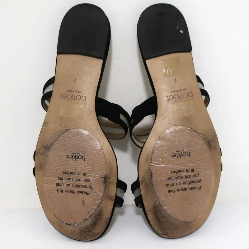Botkier Maisie Flat Slide Sandals Black Suede & Clear PVC Size 7