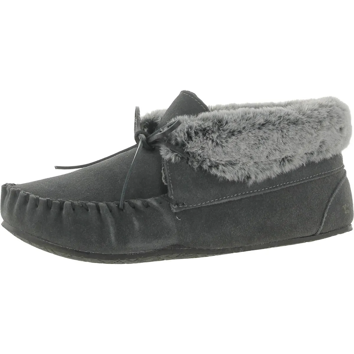 Cabin Womens Suede Faux Fur Bootie Slippers