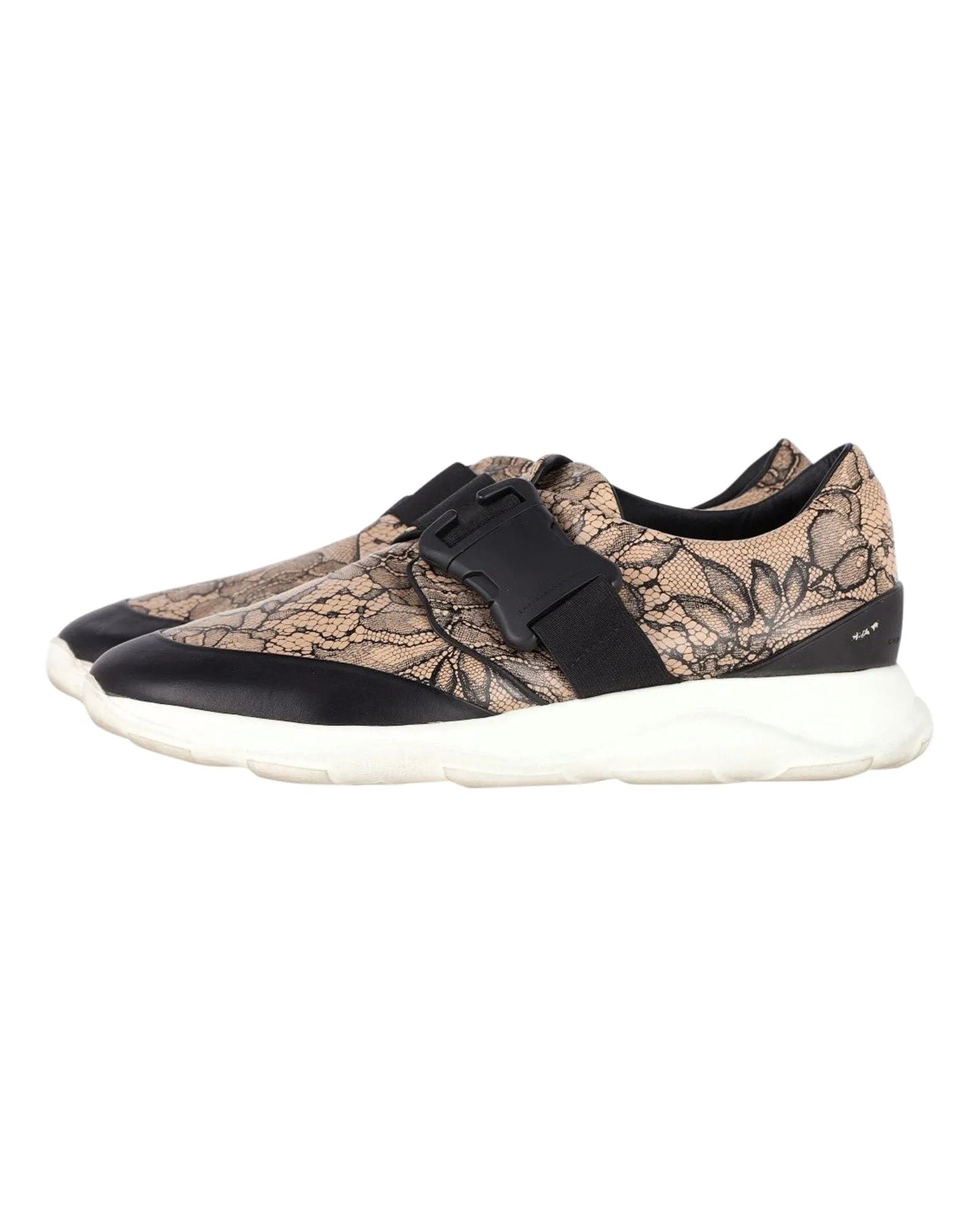 Christopher Kane Lace Pattern Sneakers in Beige Leather