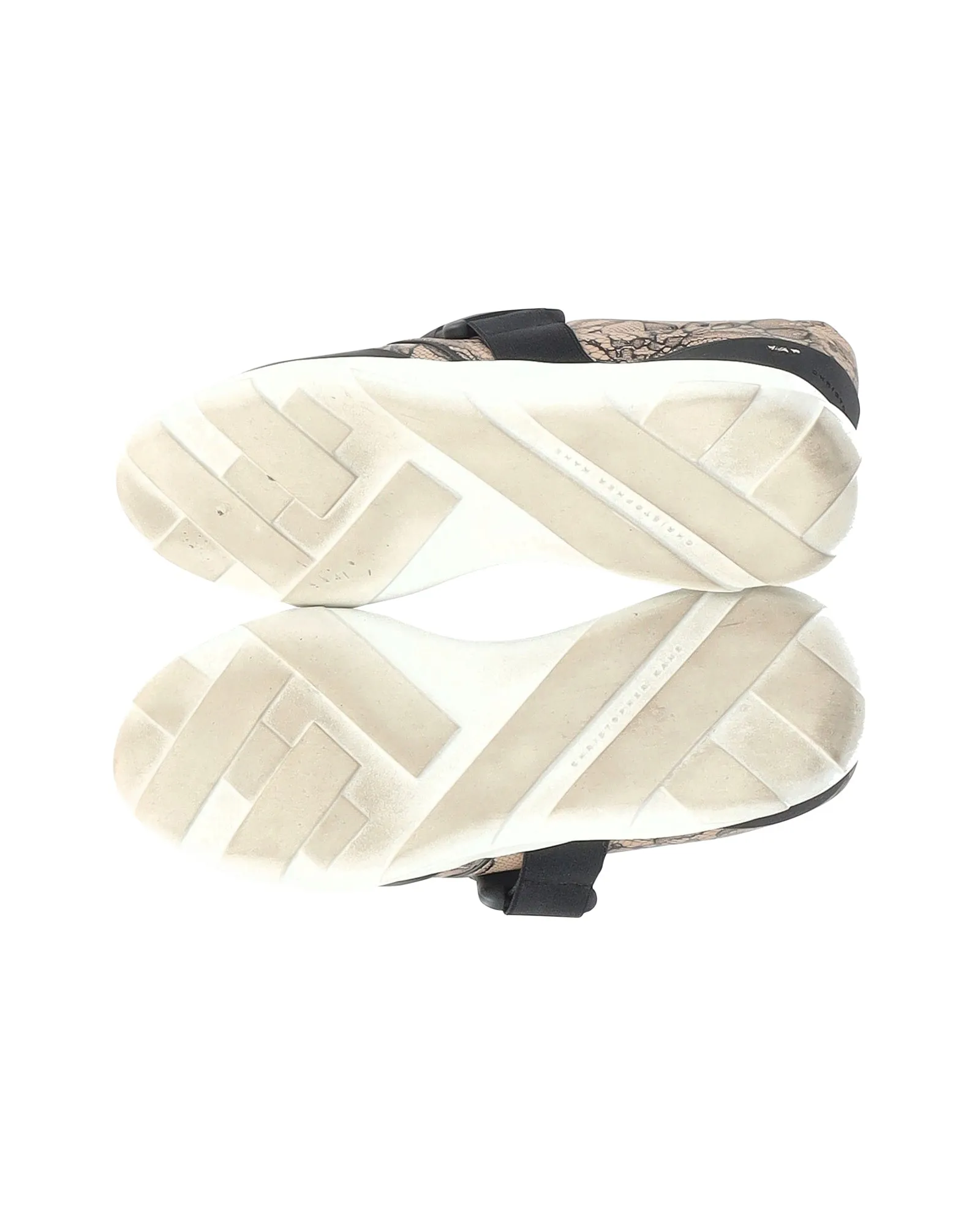 Christopher Kane Lace Pattern Sneakers in Beige Leather