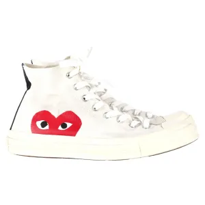 Comme Des Gar?ons Play x Converse Chuck 70 High-Top Red Heart Sneakers in White Cotton