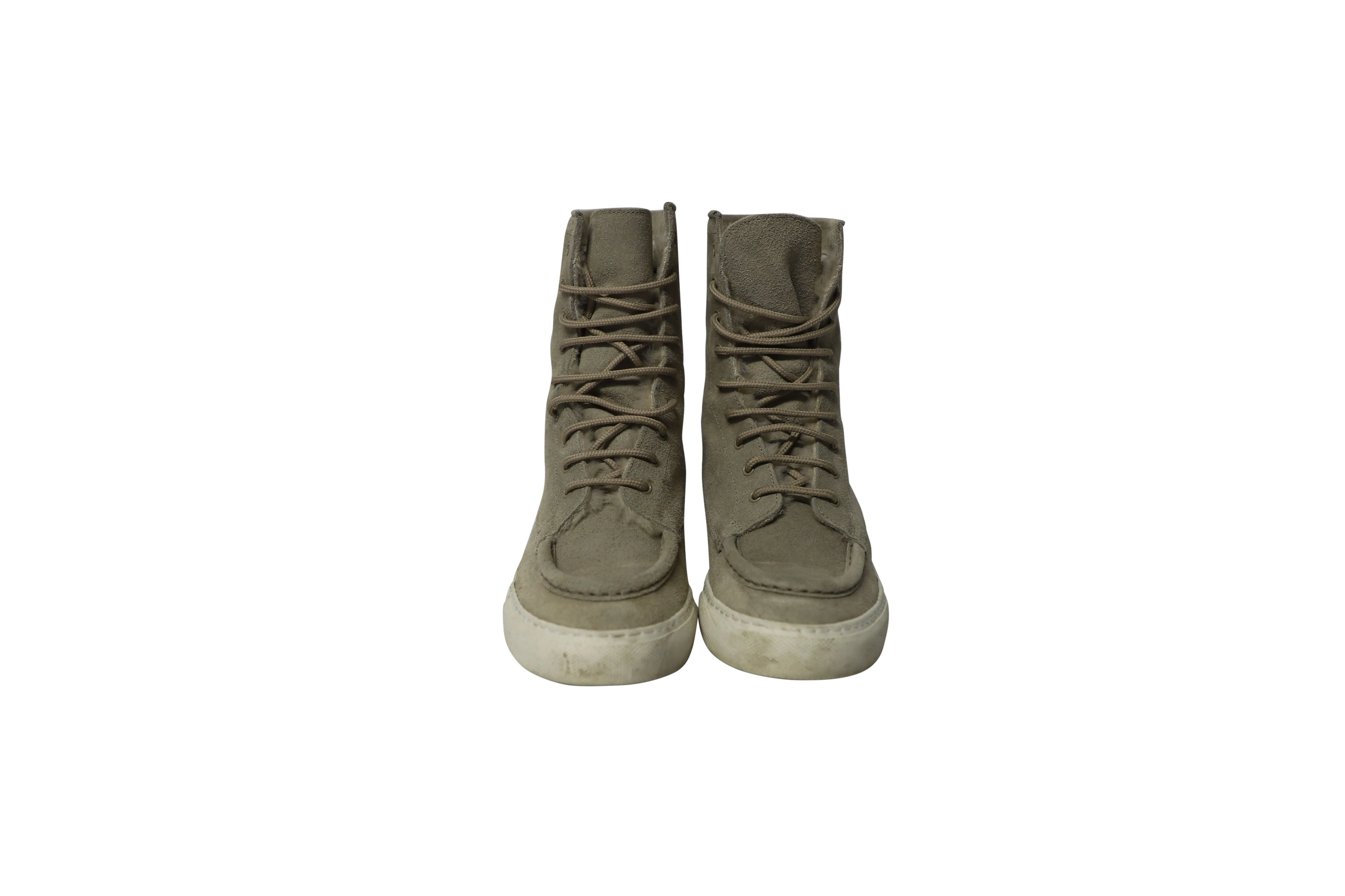 Common Projects Tournament High Top Shearling Sneakers in Grey Suede