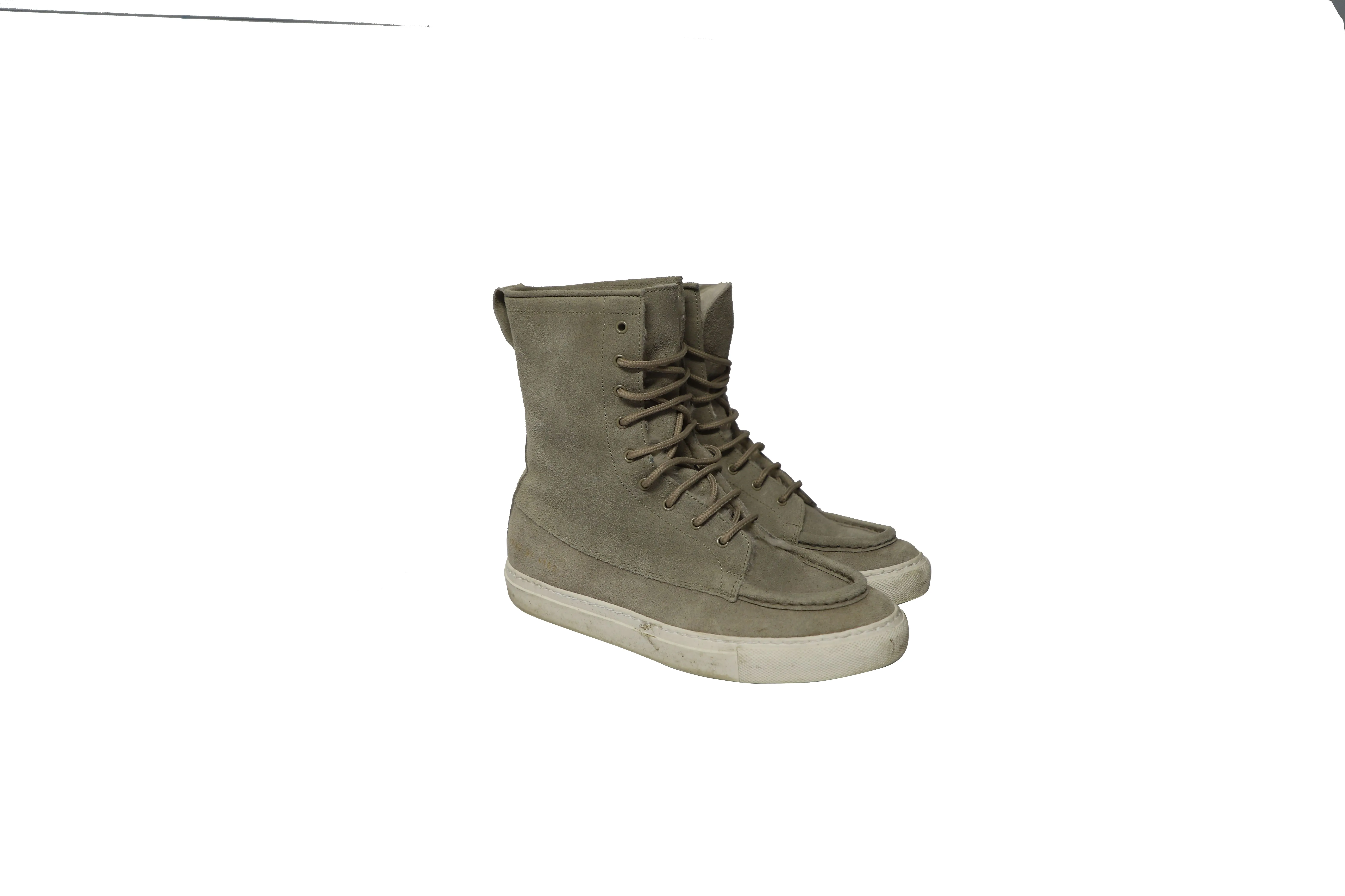 Common Projects Tournament High Top Shearling Sneakers in Grey Suede
