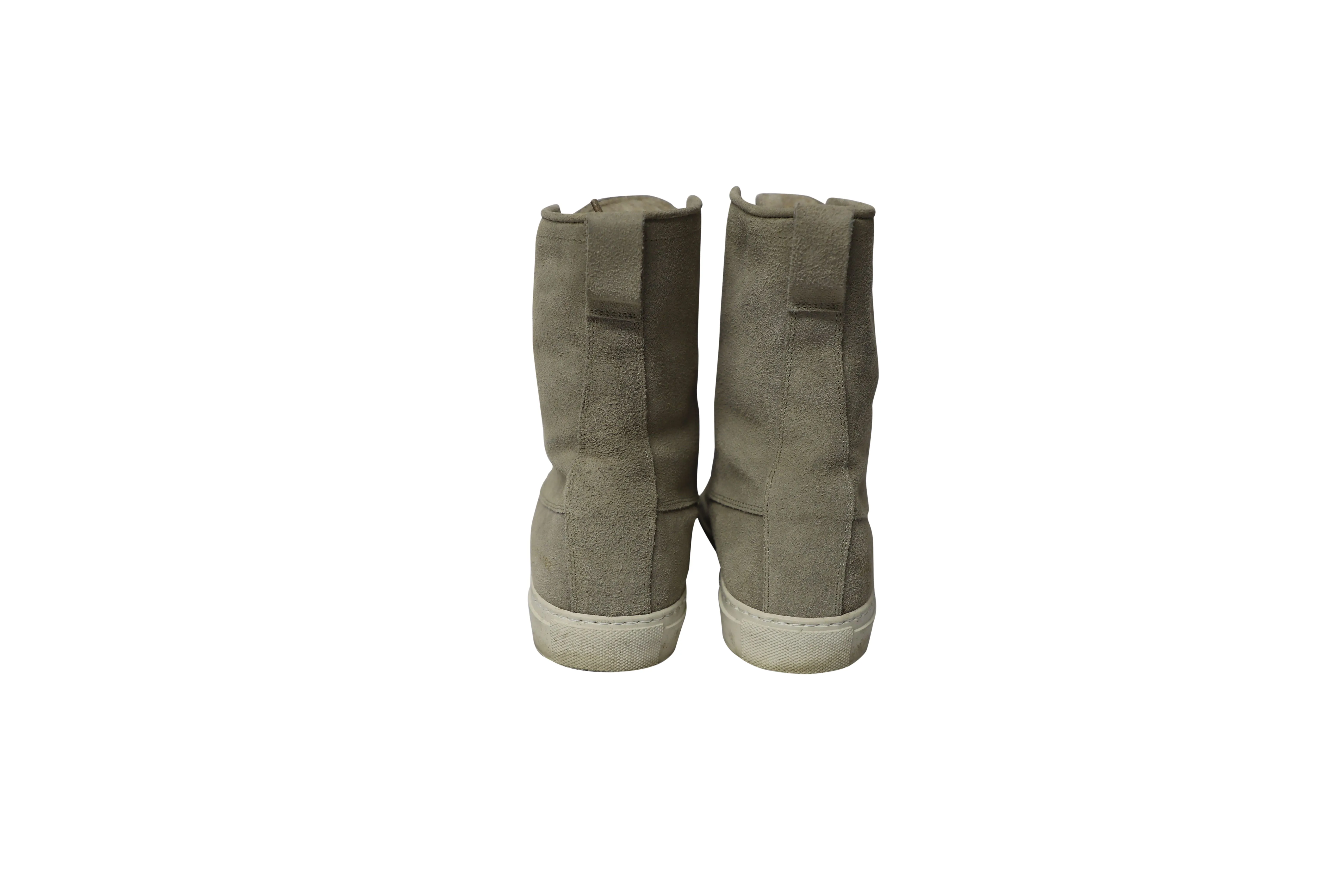 Common Projects Tournament High Top Shearling Sneakers in Grey Suede