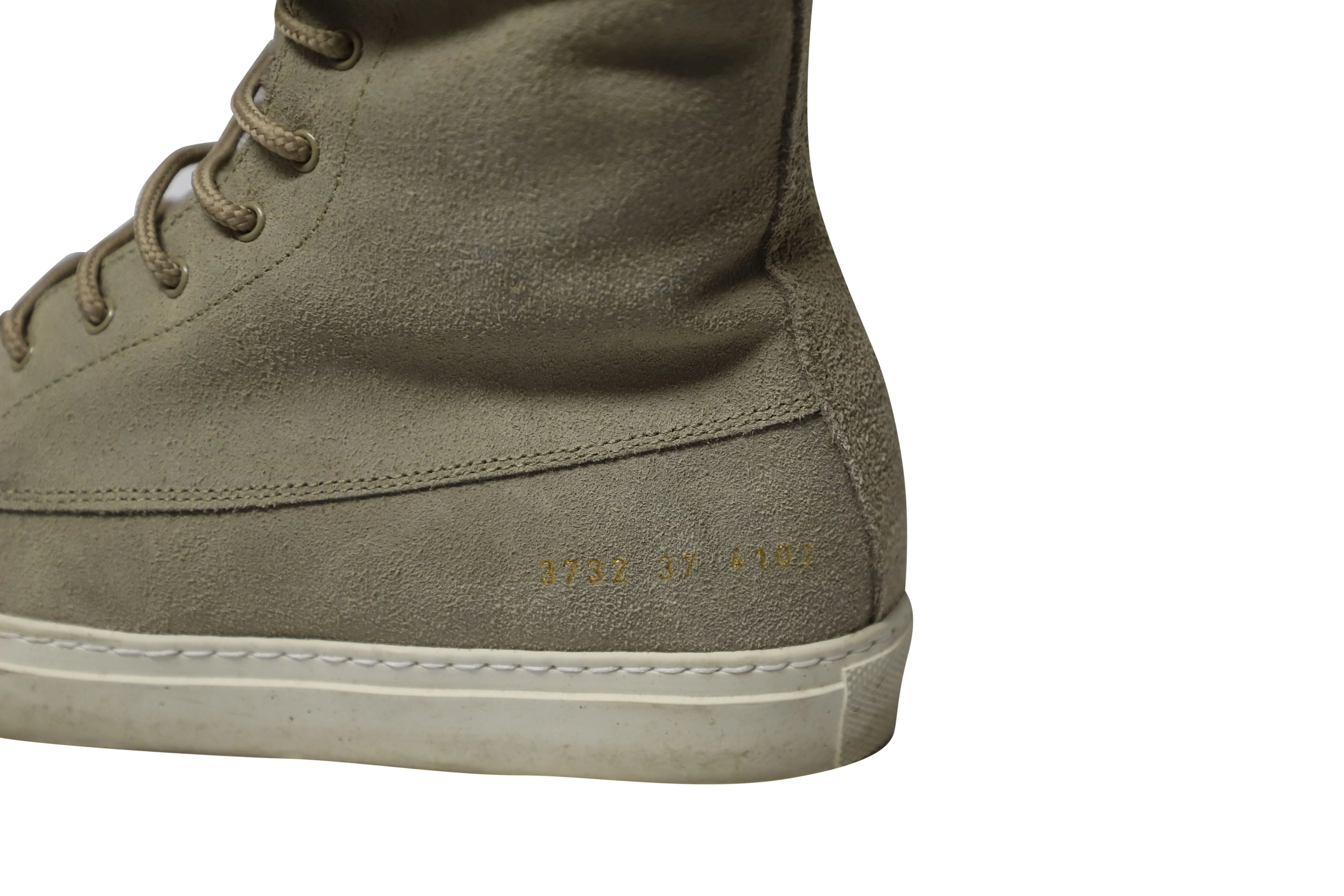 Common Projects Tournament High Top Shearling Sneakers in Grey Suede