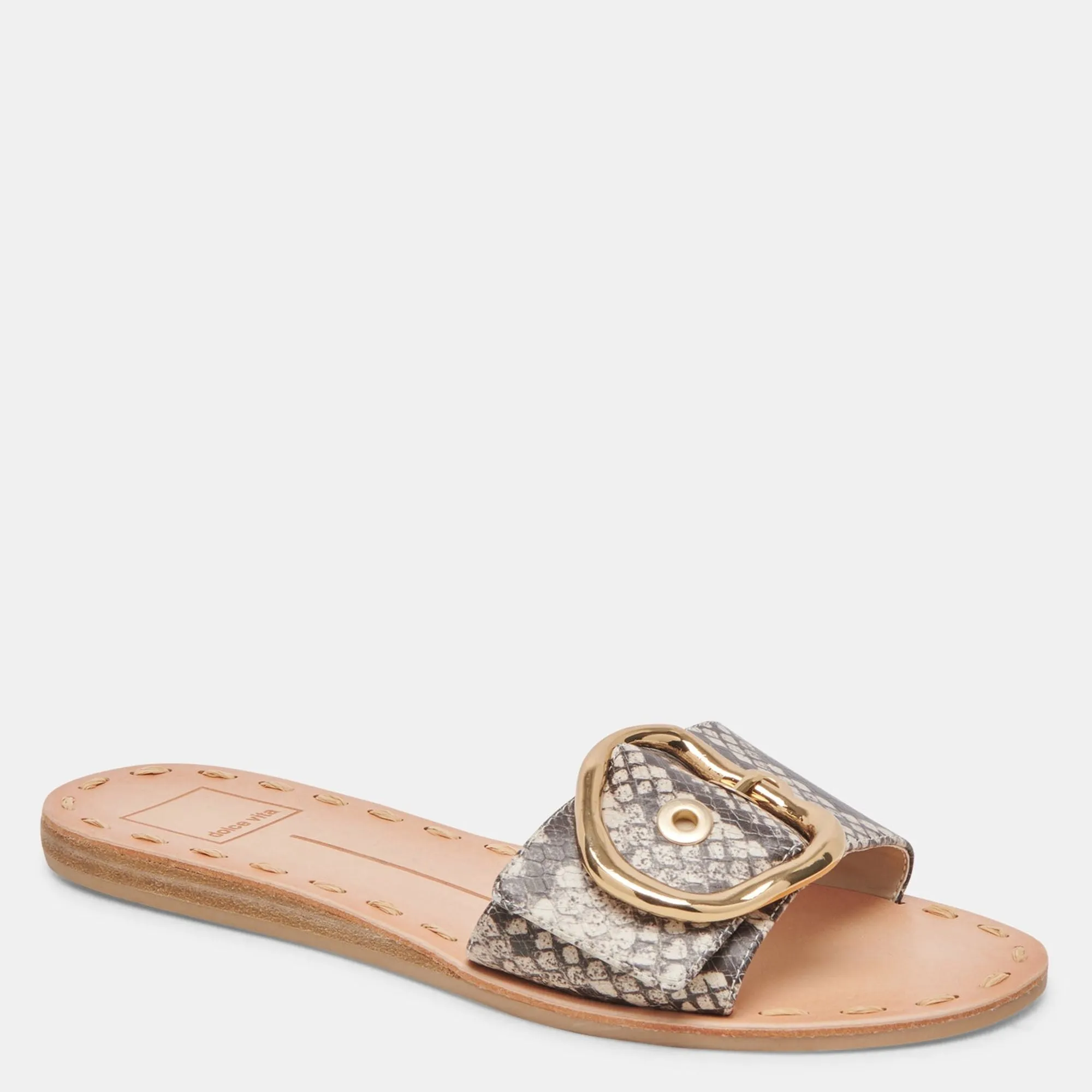 Danna Sandals Black White Embossed Snake