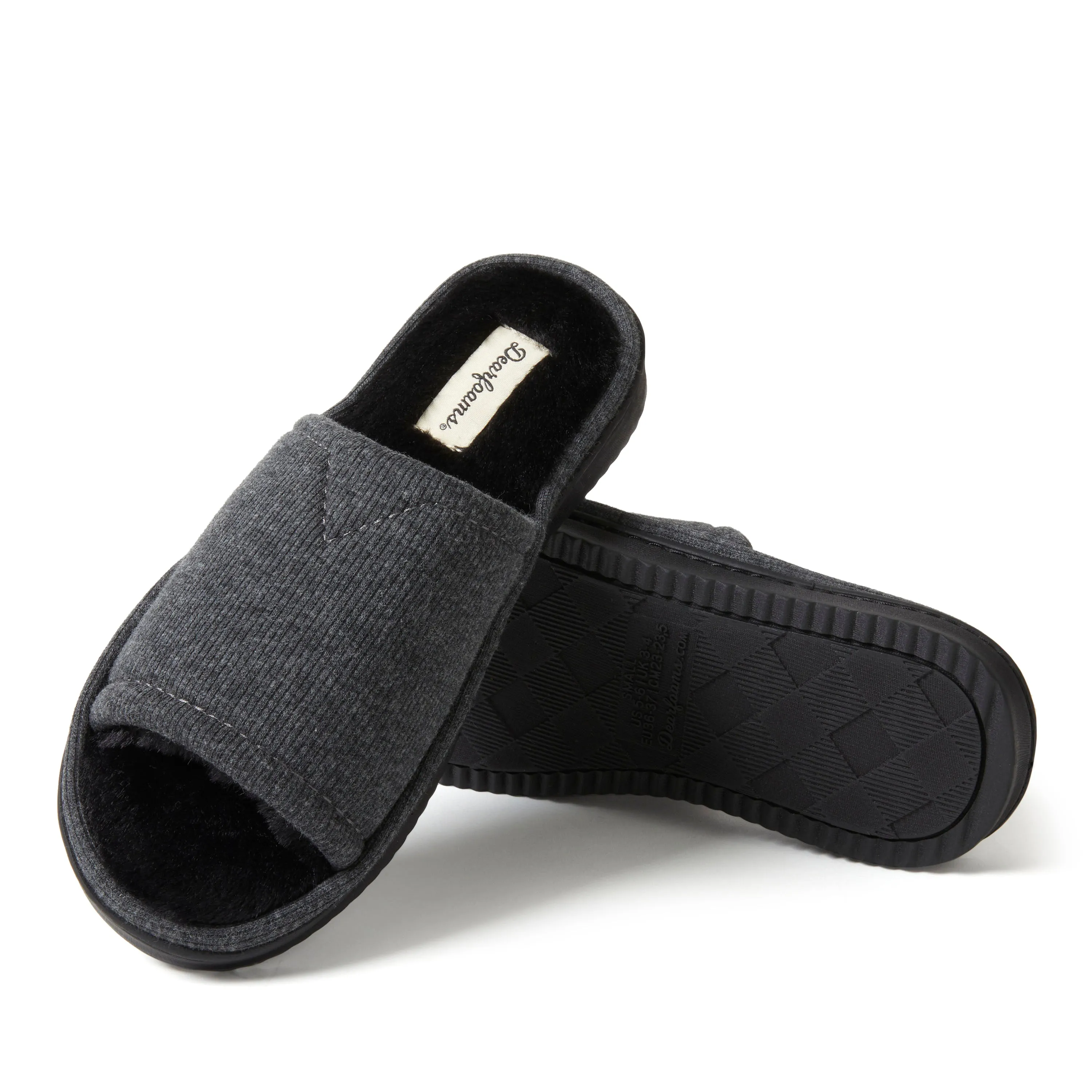 Dearfoams Womens Demi Rib Knit Slide