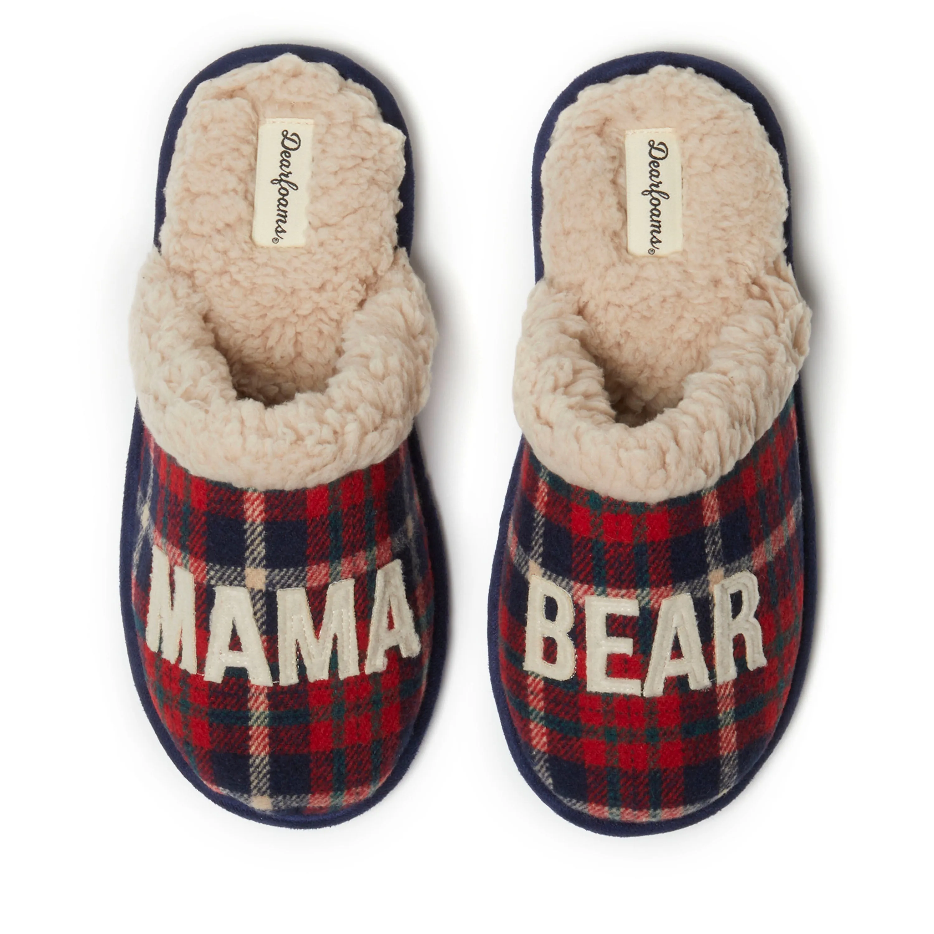 Dearfoams Women's Mama Bear Plaid Scuff Slipper