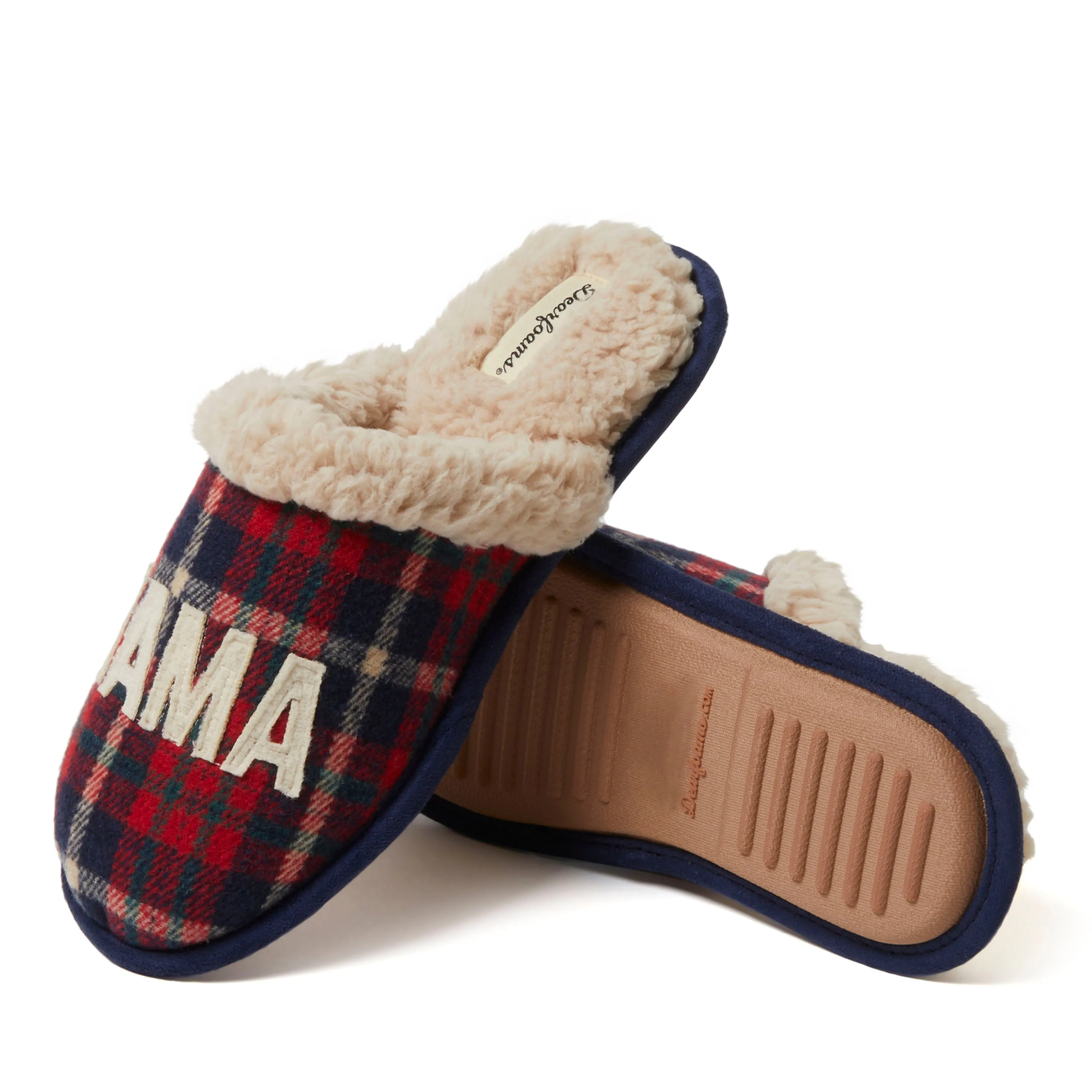 Dearfoams Women's Mama Bear Plaid Scuff Slipper