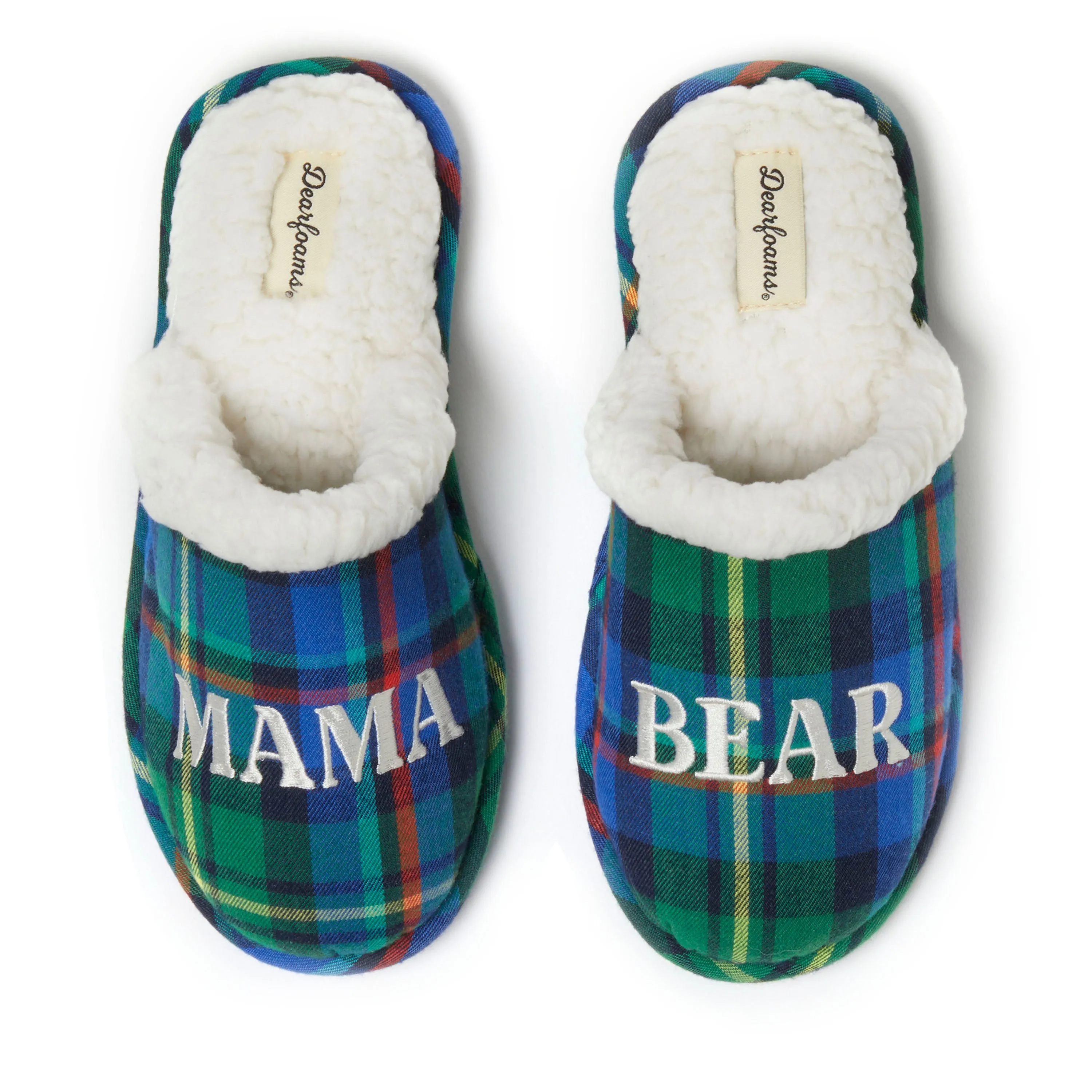 Dearfoams Women's Mama Bear Plaid Scuff Slipper