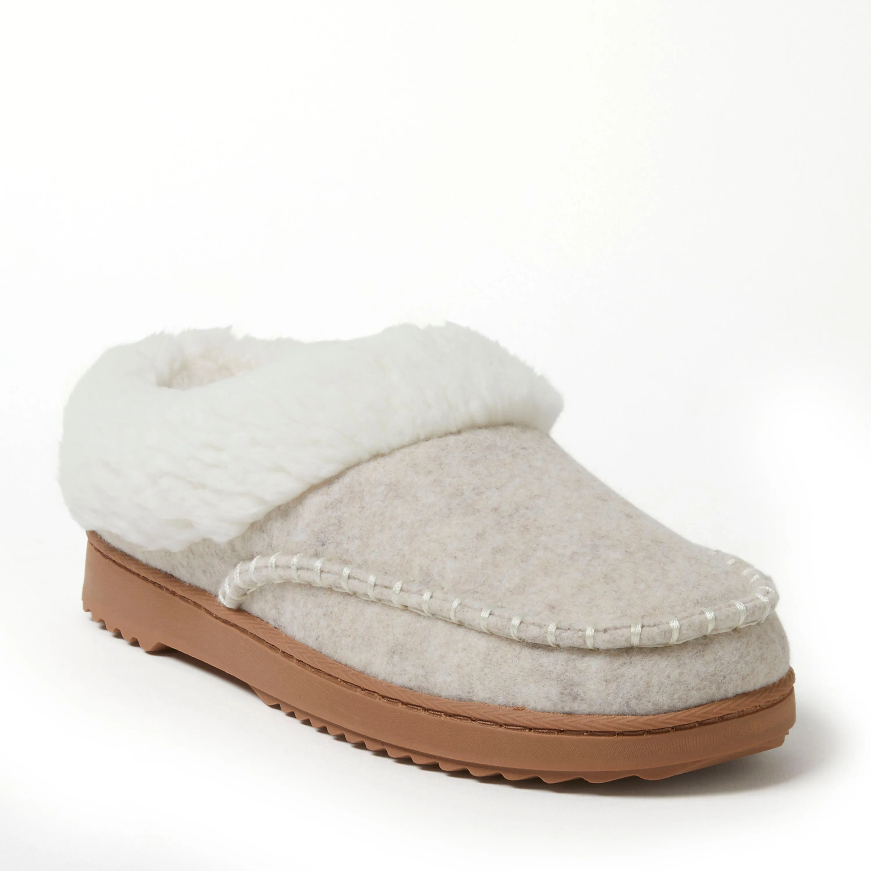 Dearfoams Women's Nyla Felted Plaid Moccasin Toe Clog Slipper