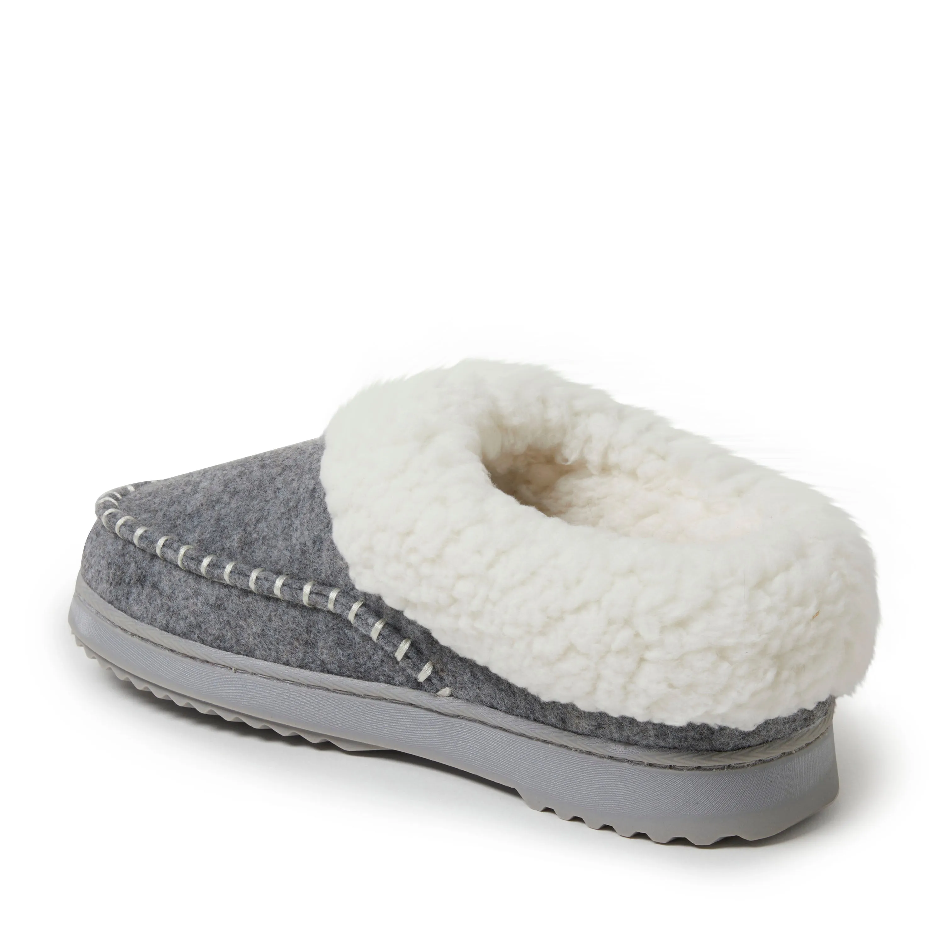Dearfoams Women's Nyla Felted Plaid Moccasin Toe Clog Slipper