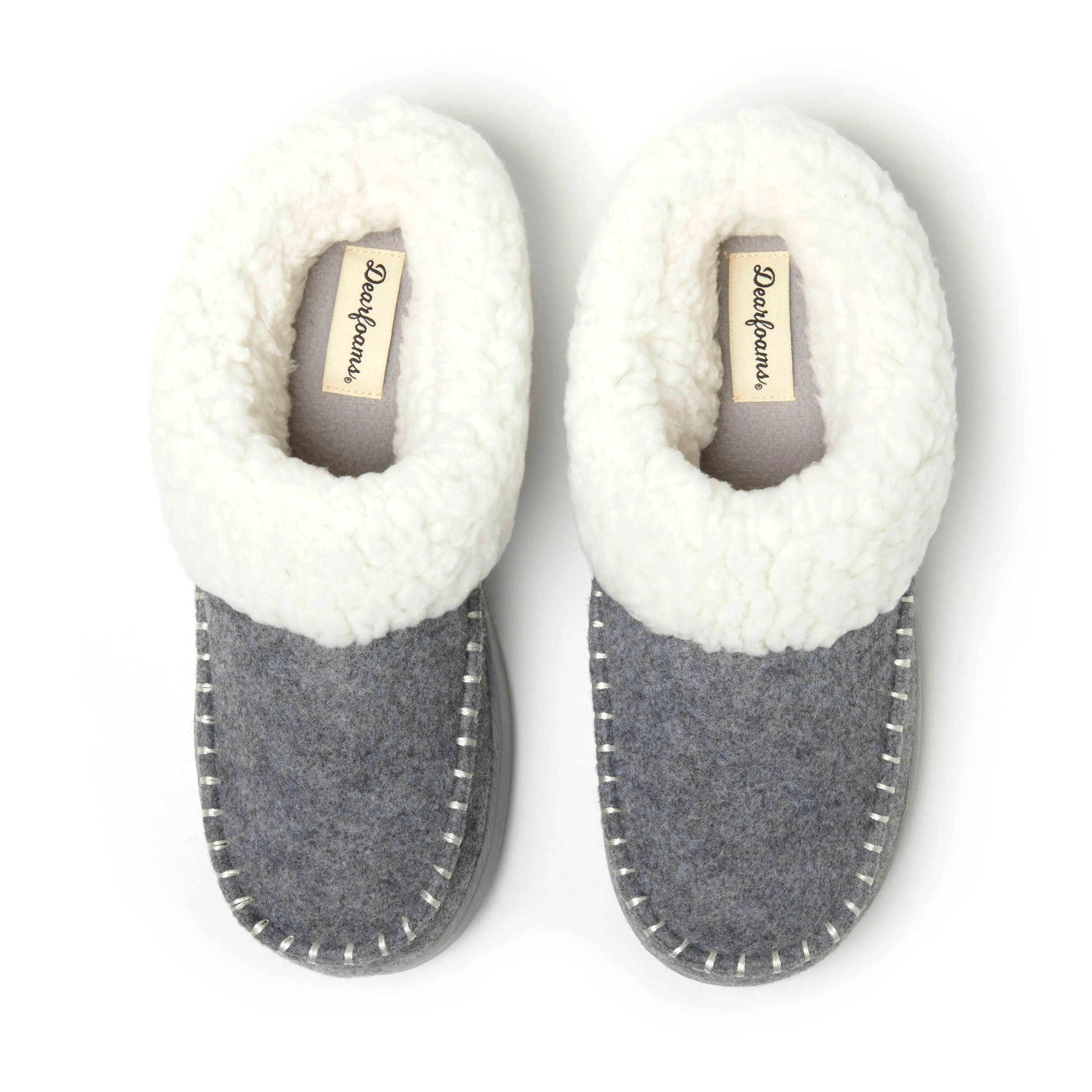 Dearfoams Women's Nyla Felted Plaid Moccasin Toe Clog Slipper