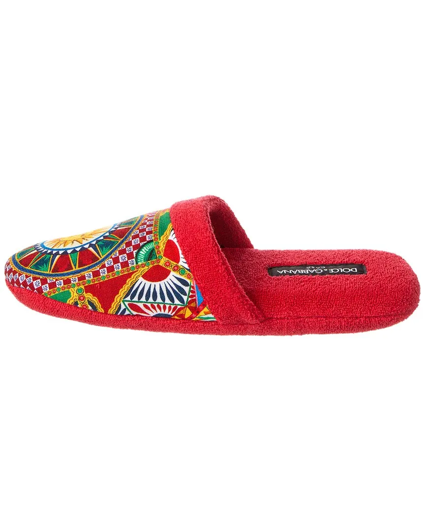 Dolce & Gabbana Carretto Siciliano-Print Terry Slippers