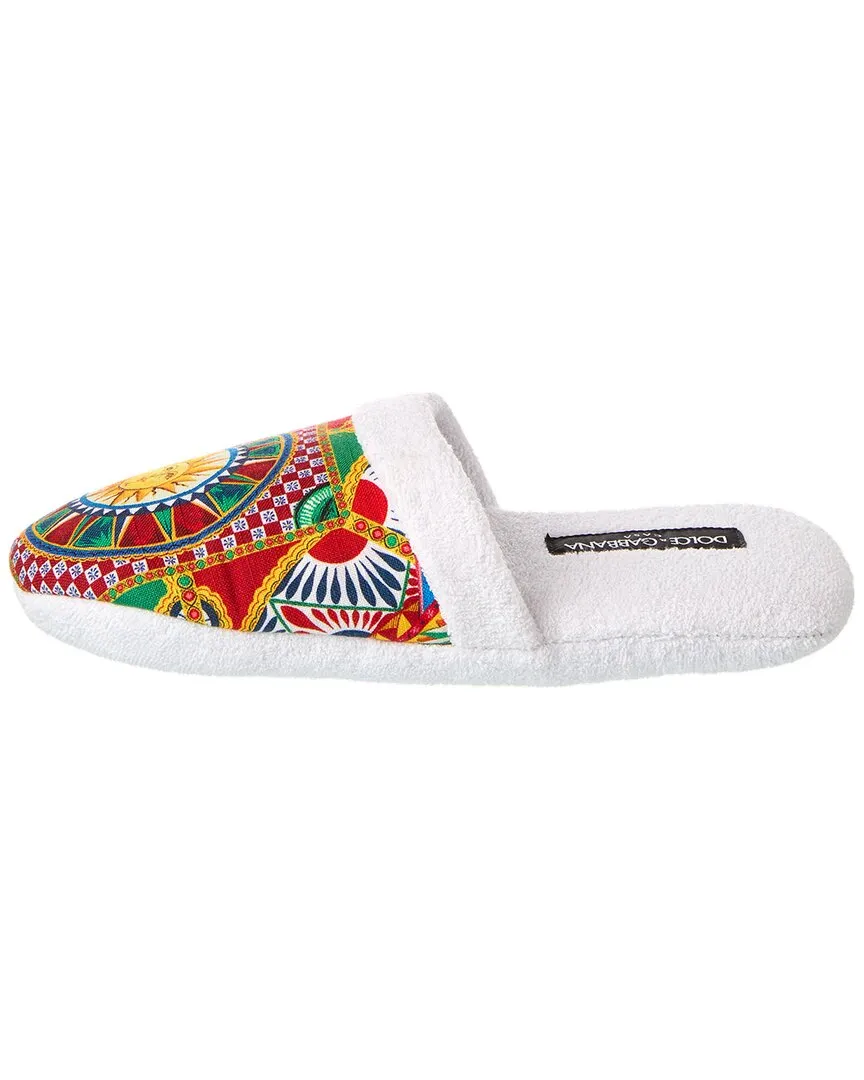 Dolce & Gabbana Carretto Siciliano-Print Terry Slippers