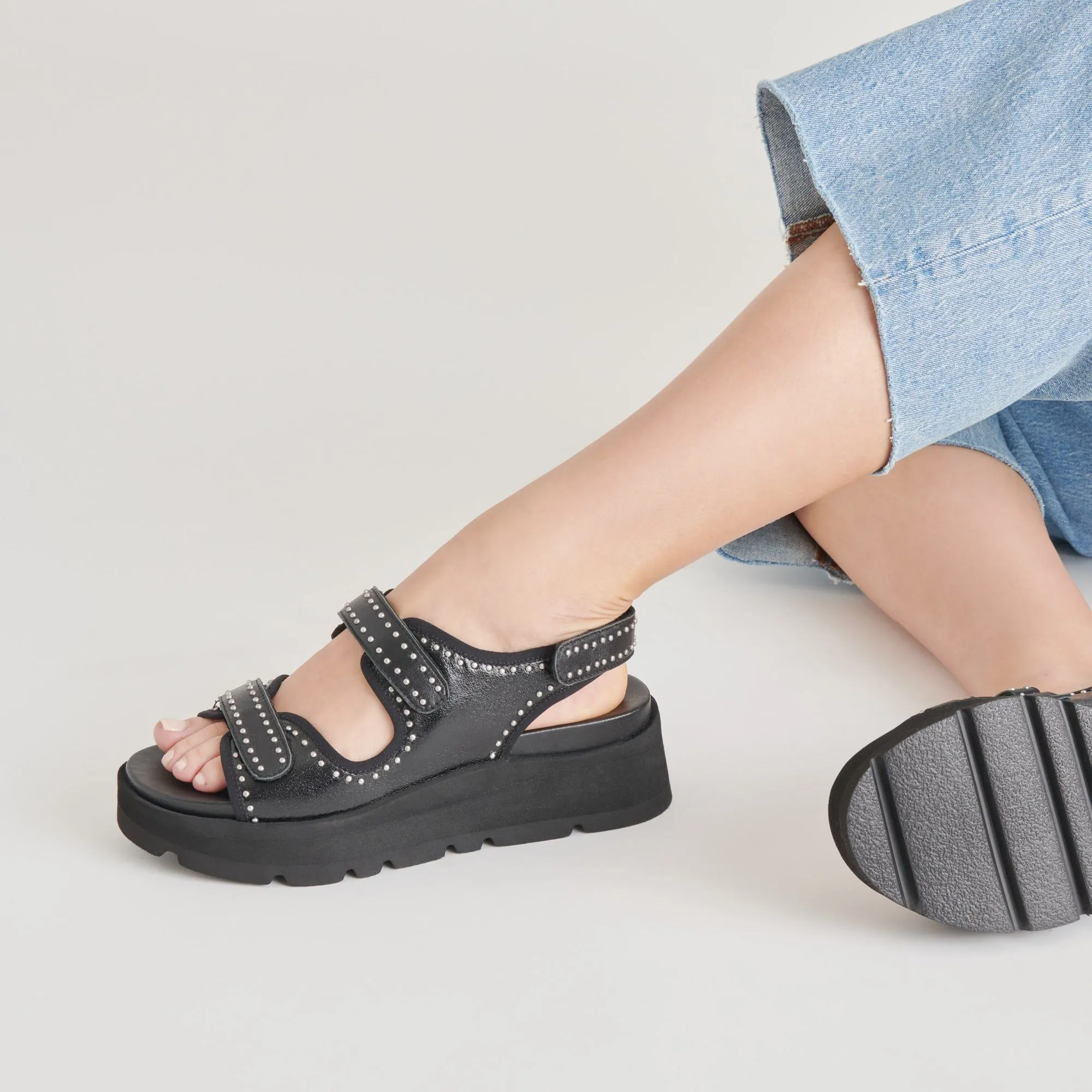 Dubai Sandals Midnight Crinkle Patent