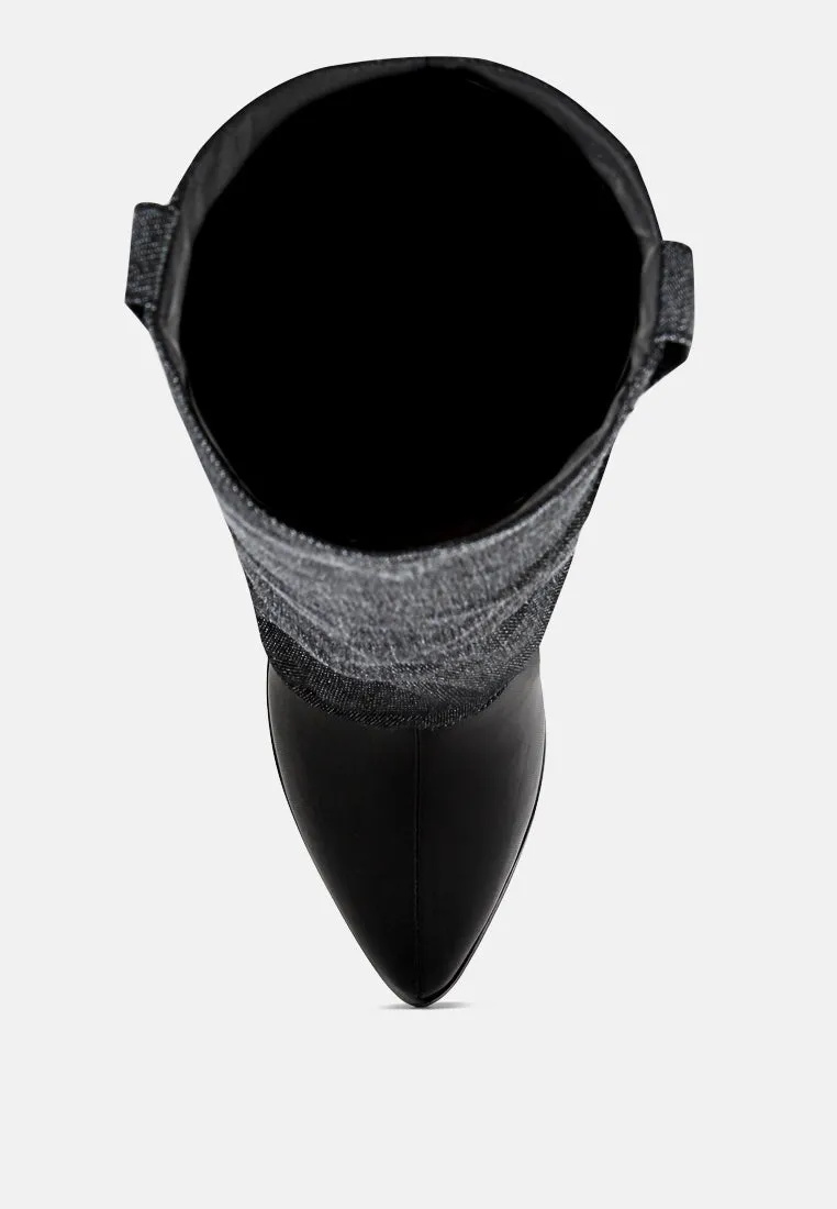 fab cowboy boots with denim sleeve detail