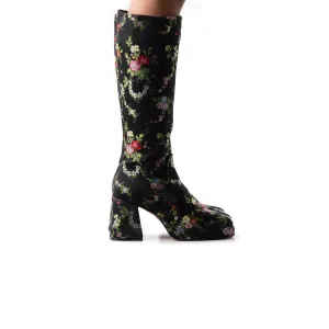 Garden Black Floral Fabric