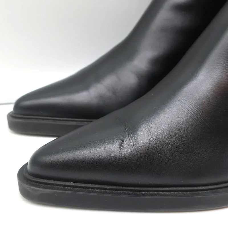 Gianvito Rossi Dylan Ankle Boots Black Leather Size 41.5 Pointed Toe High Heel
