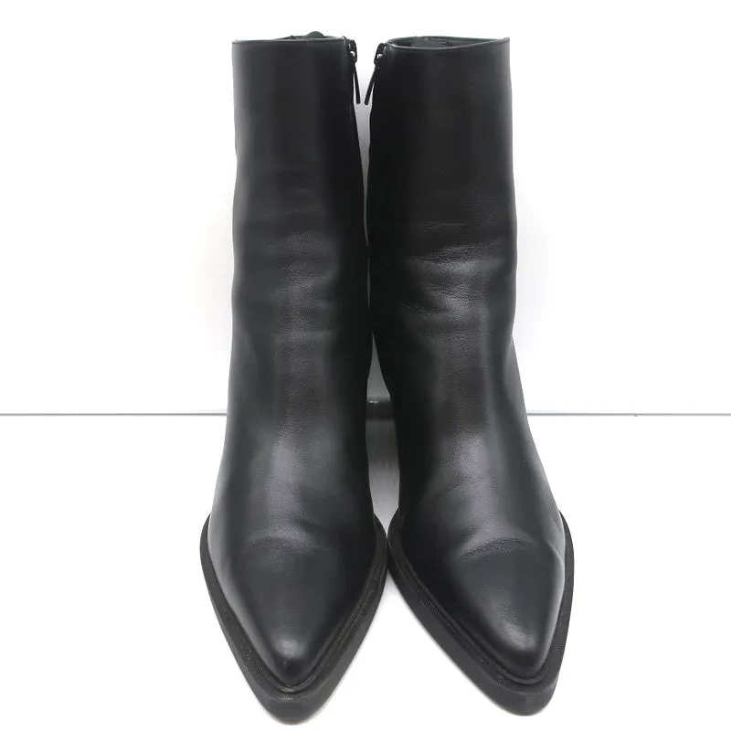 Gianvito Rossi Dylan Ankle Boots Black Leather Size 41.5 Pointed Toe High Heel