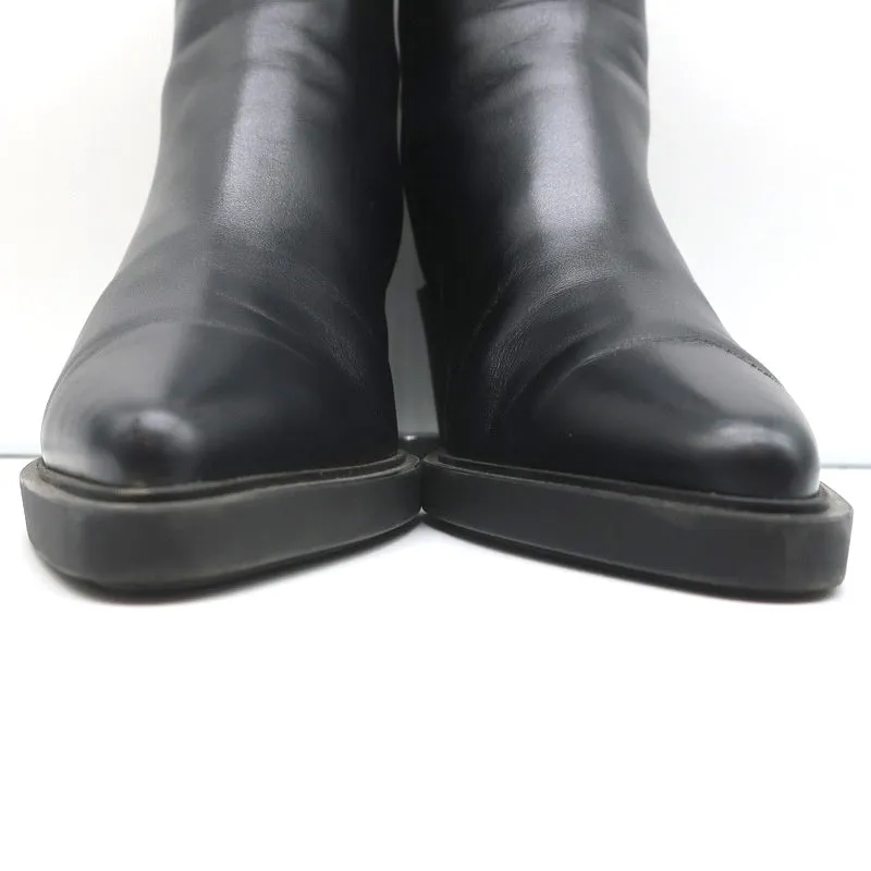 Gianvito Rossi Dylan Ankle Boots Black Leather Size 41.5 Pointed Toe High Heel
