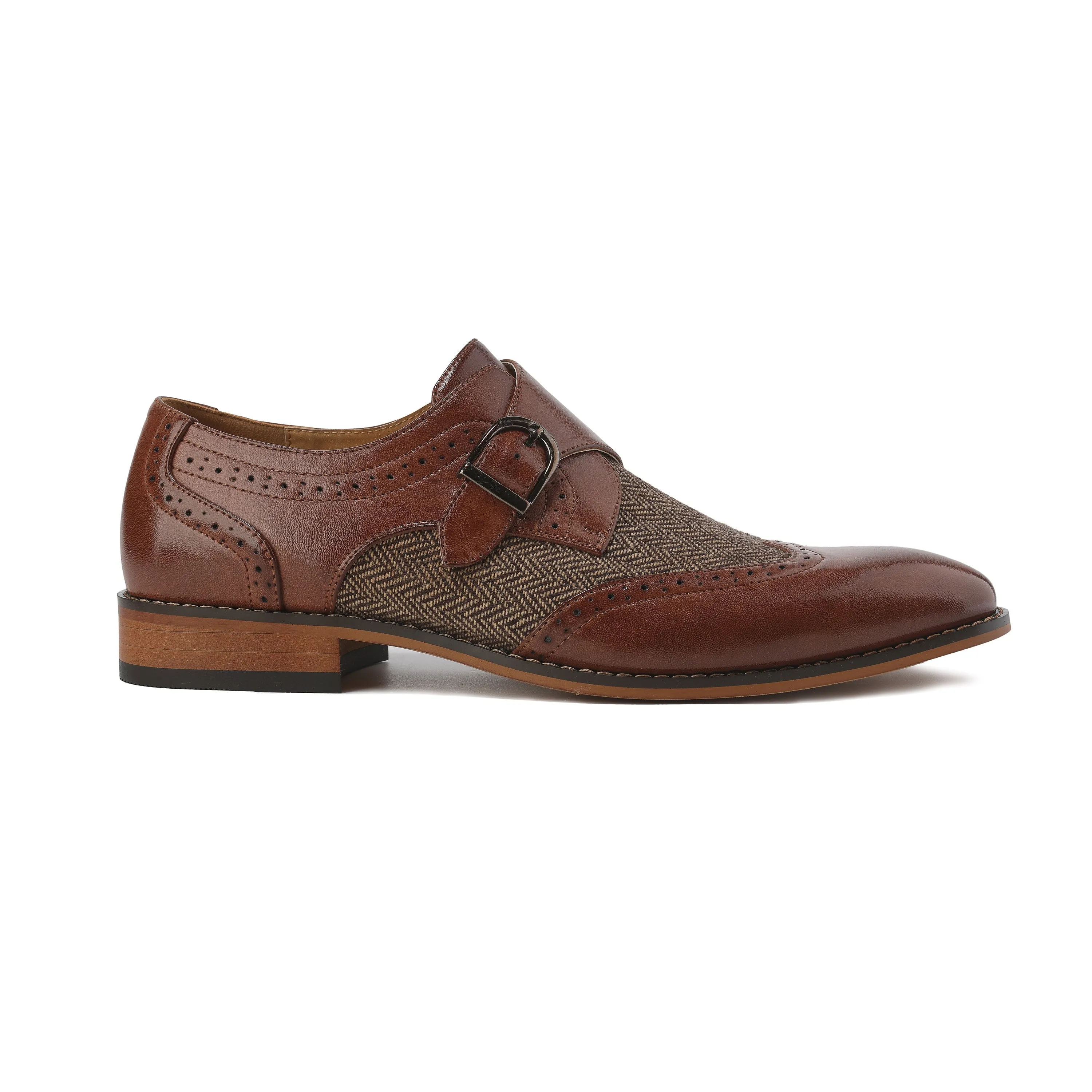 Gino Vitale Men's Monk Strap Herringbone Dress Shoes Slip-on Loafers??