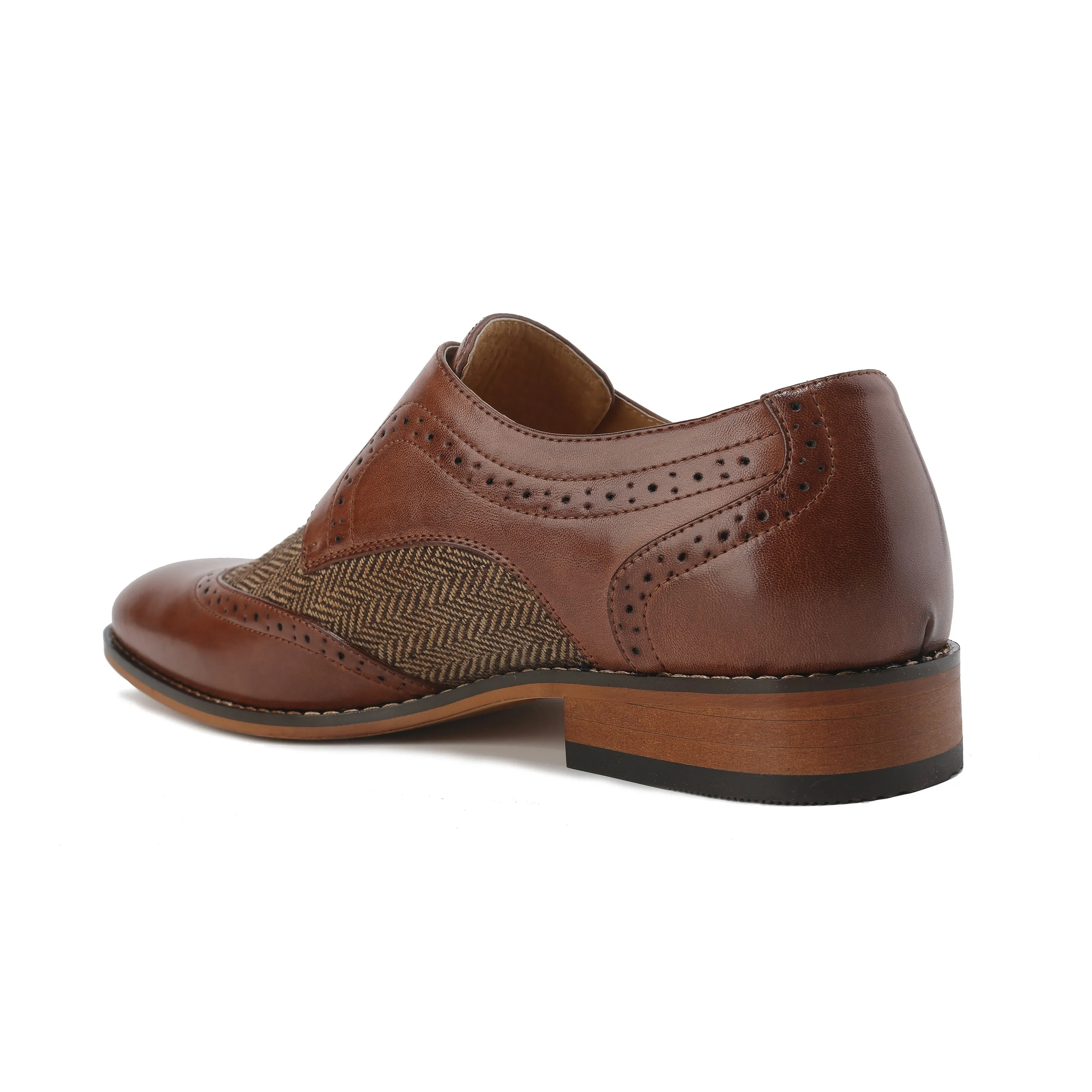 Gino Vitale Men's Monk Strap Herringbone Dress Shoes Slip-on Loafers??