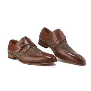 Gino Vitale Men's Monk Strap Herringbone Dress Shoes Slip-on Loafers??