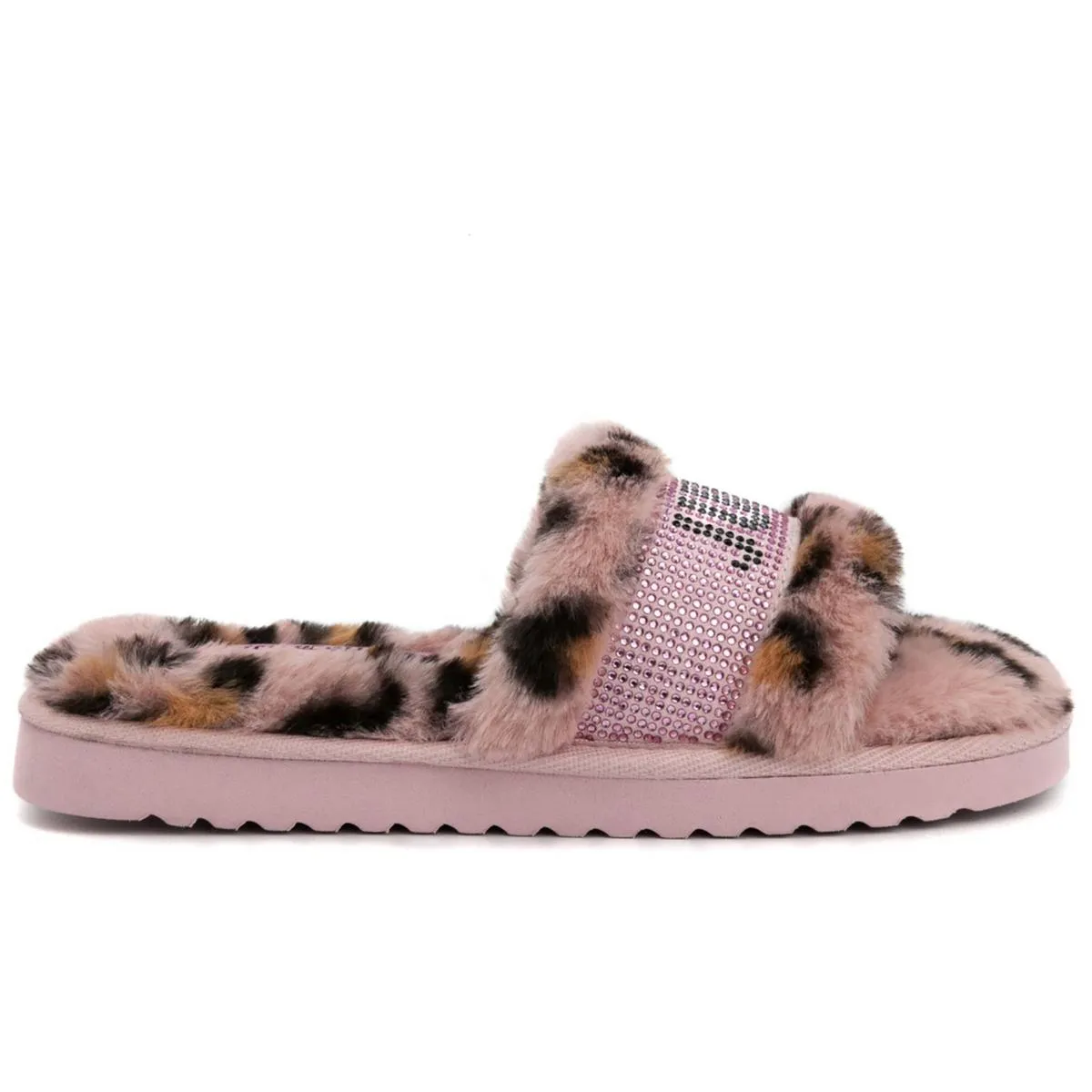 Halo Womens Rhinestone Comfy Slide Slippers