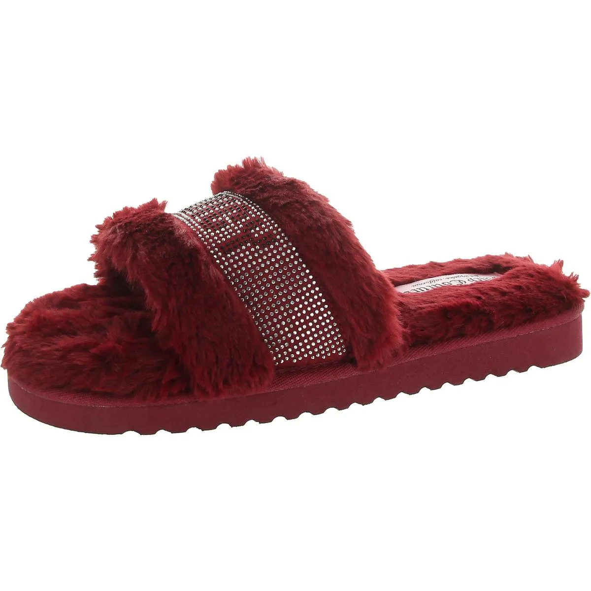 Halo Womens Rhinestone Comfy Slide Slippers