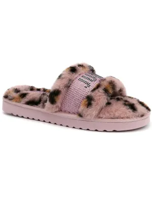Halo Womens Rhinestone Comfy Slide Slippers