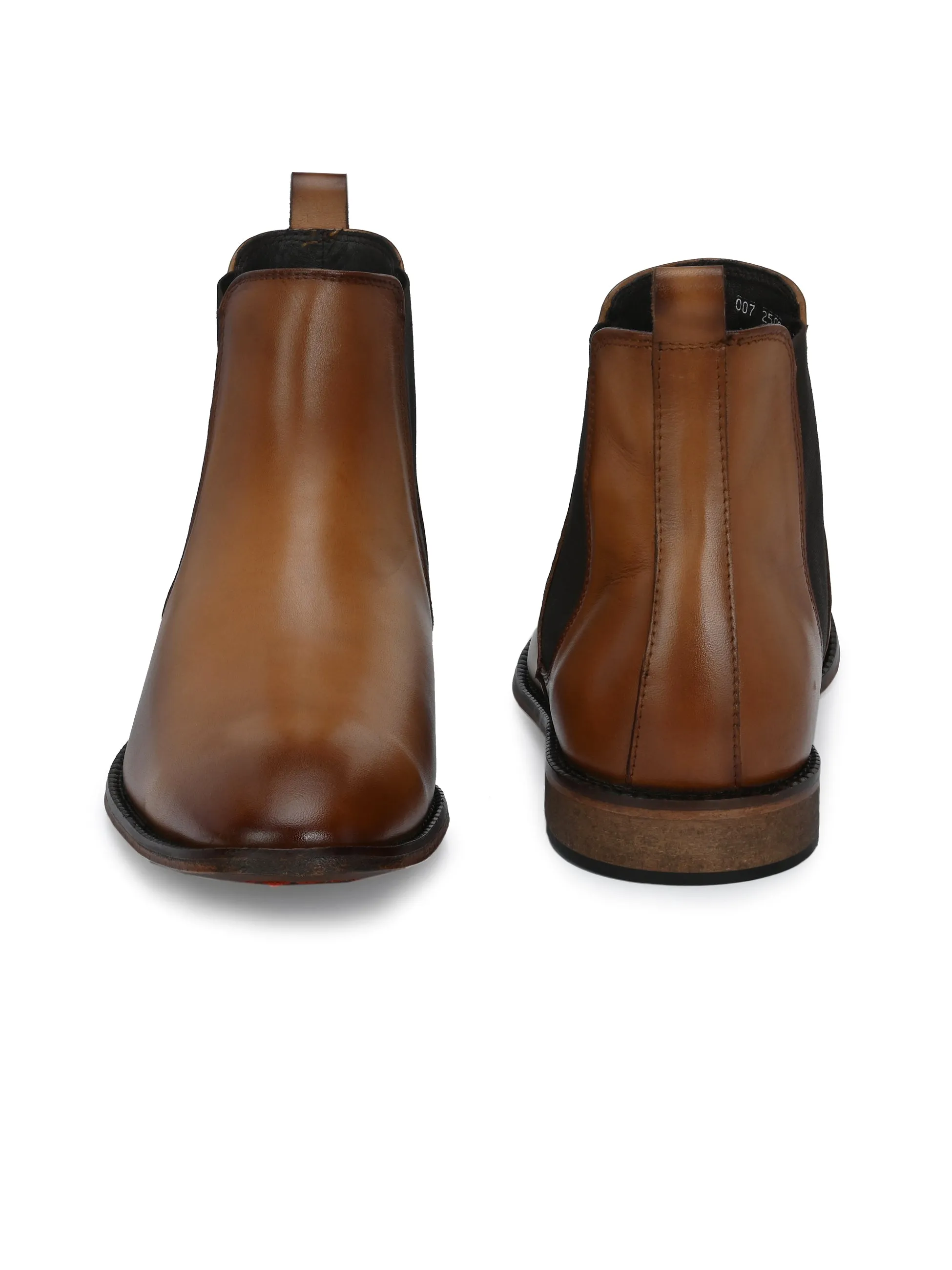 HITZ7121 Men's Tan Leather Casual Slip On Chelsea Boot