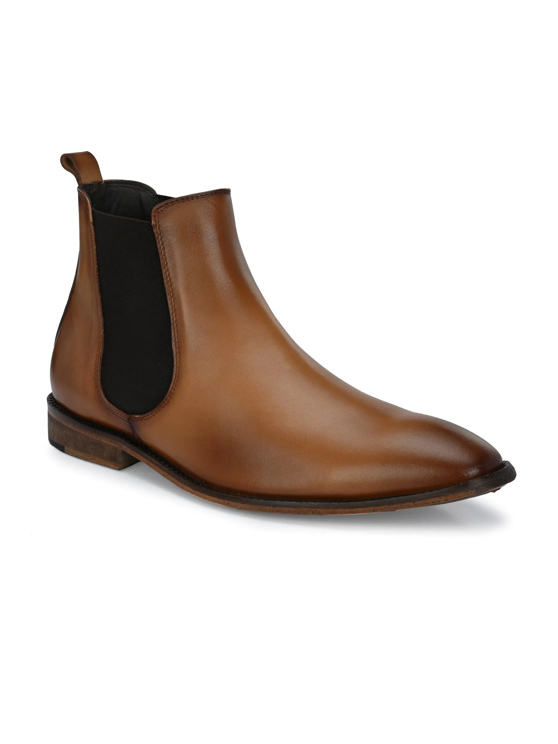 HITZ7121 Men's Tan Leather Casual Slip On Chelsea Boot
