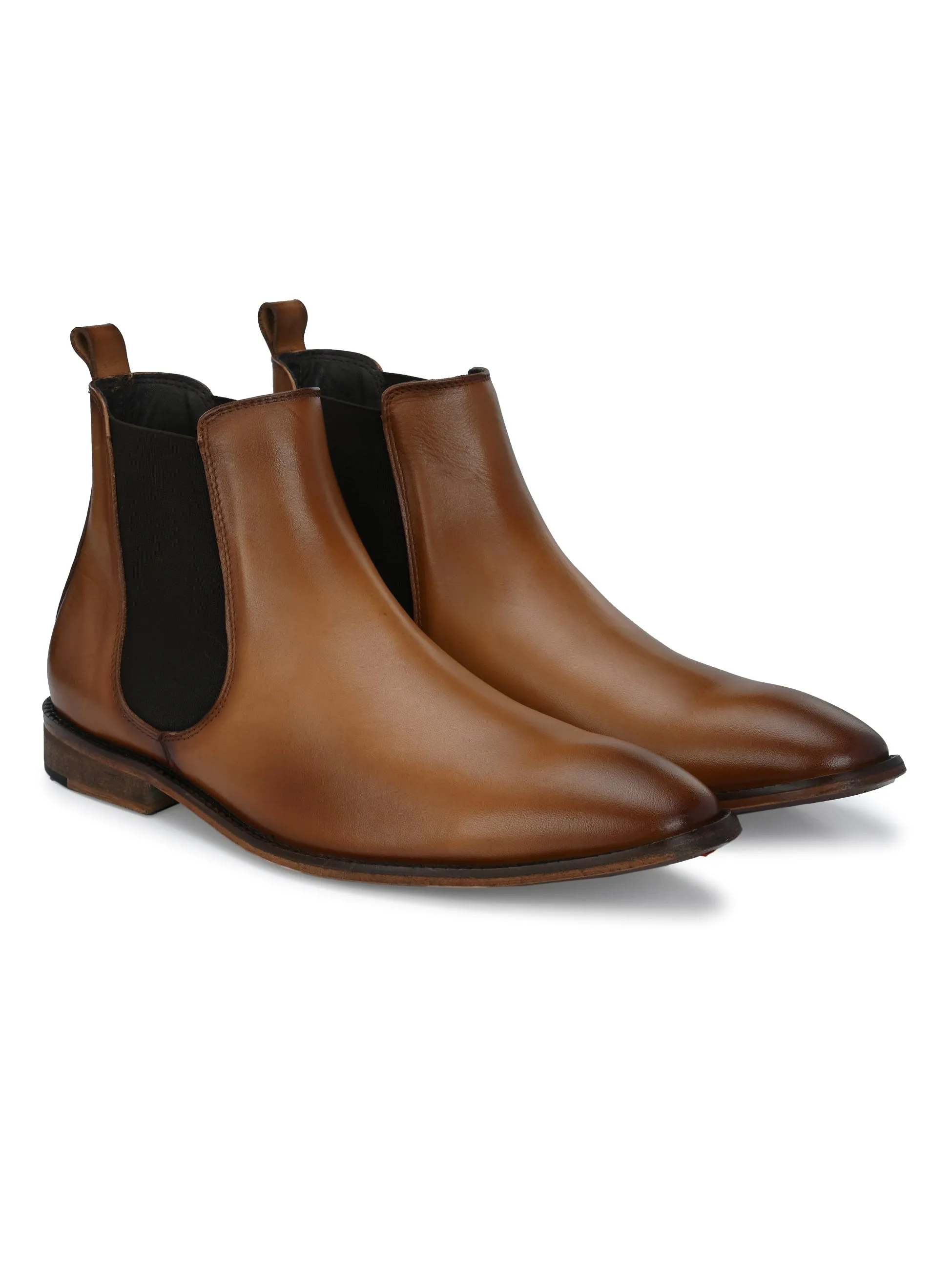 HITZ7121 Men's Tan Leather Casual Slip On Chelsea Boot