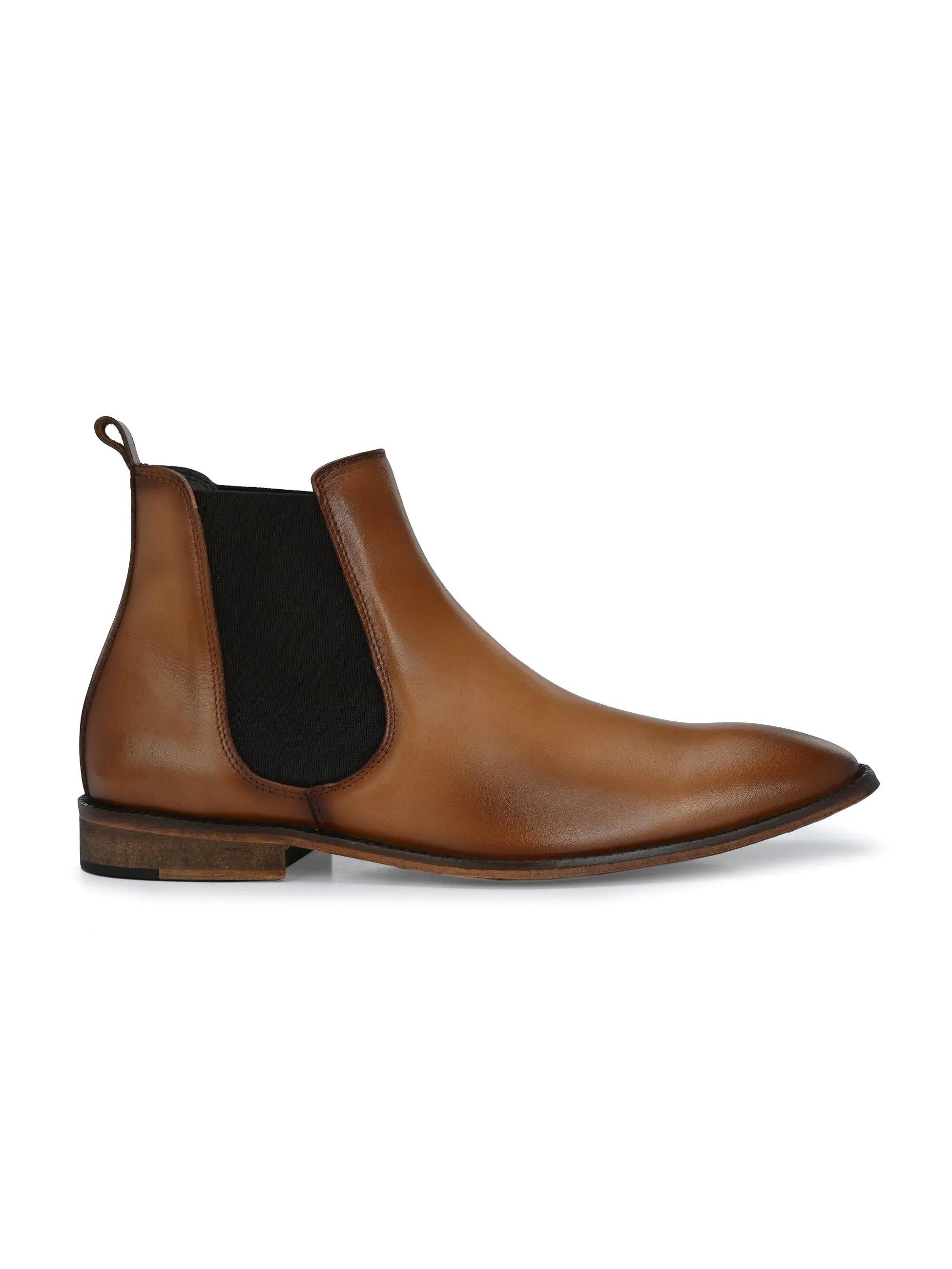 HITZ7121 Men's Tan Leather Casual Slip On Chelsea Boot