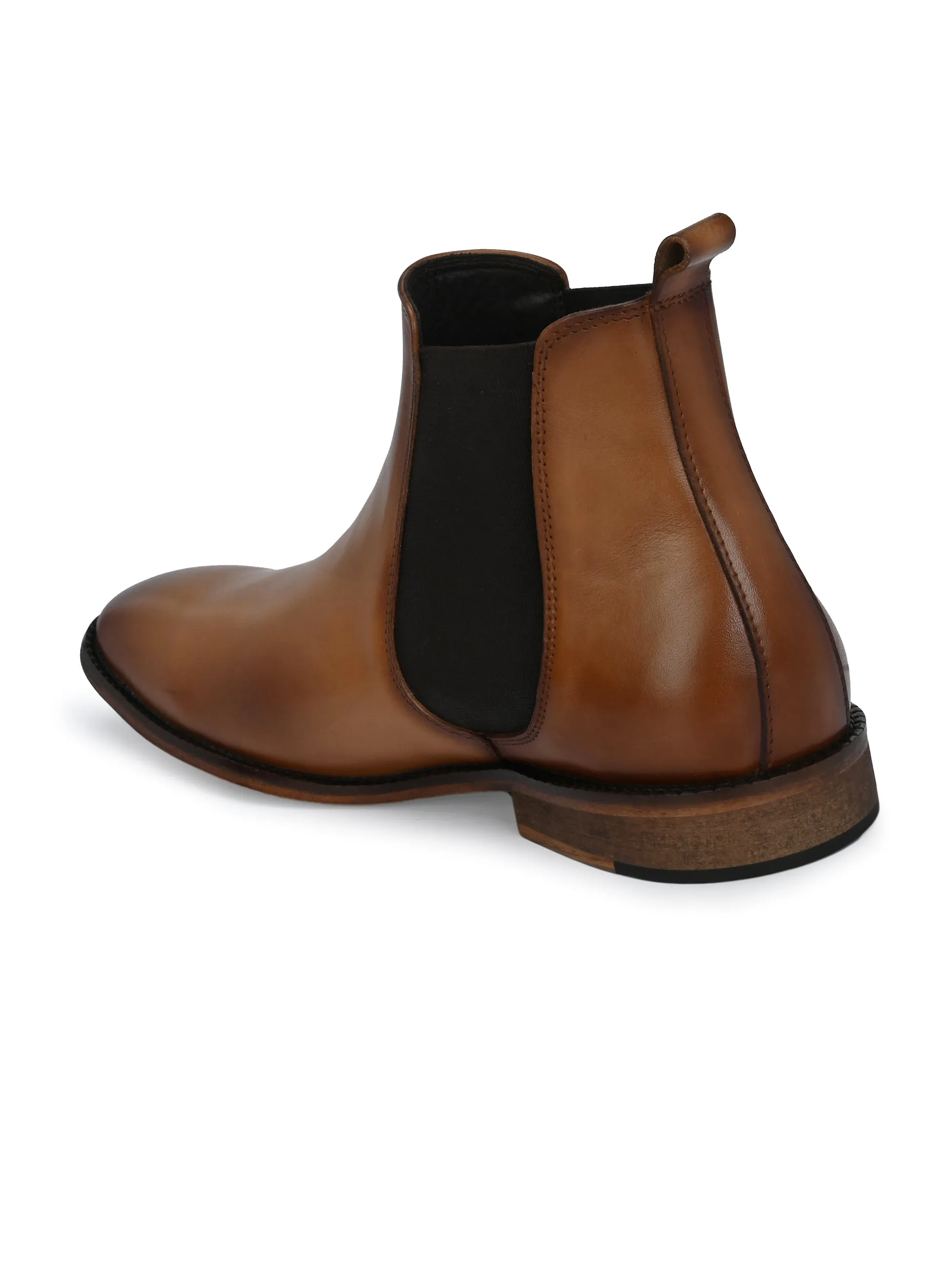 HITZ7121 Men's Tan Leather Casual Slip On Chelsea Boot