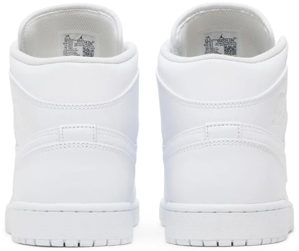 Jordan 1 Mid Triple White