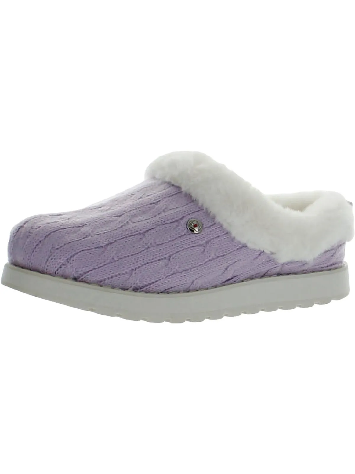 Keepsakes Ice Angel Womens Cable Knit Faux Fur Clog Slippers