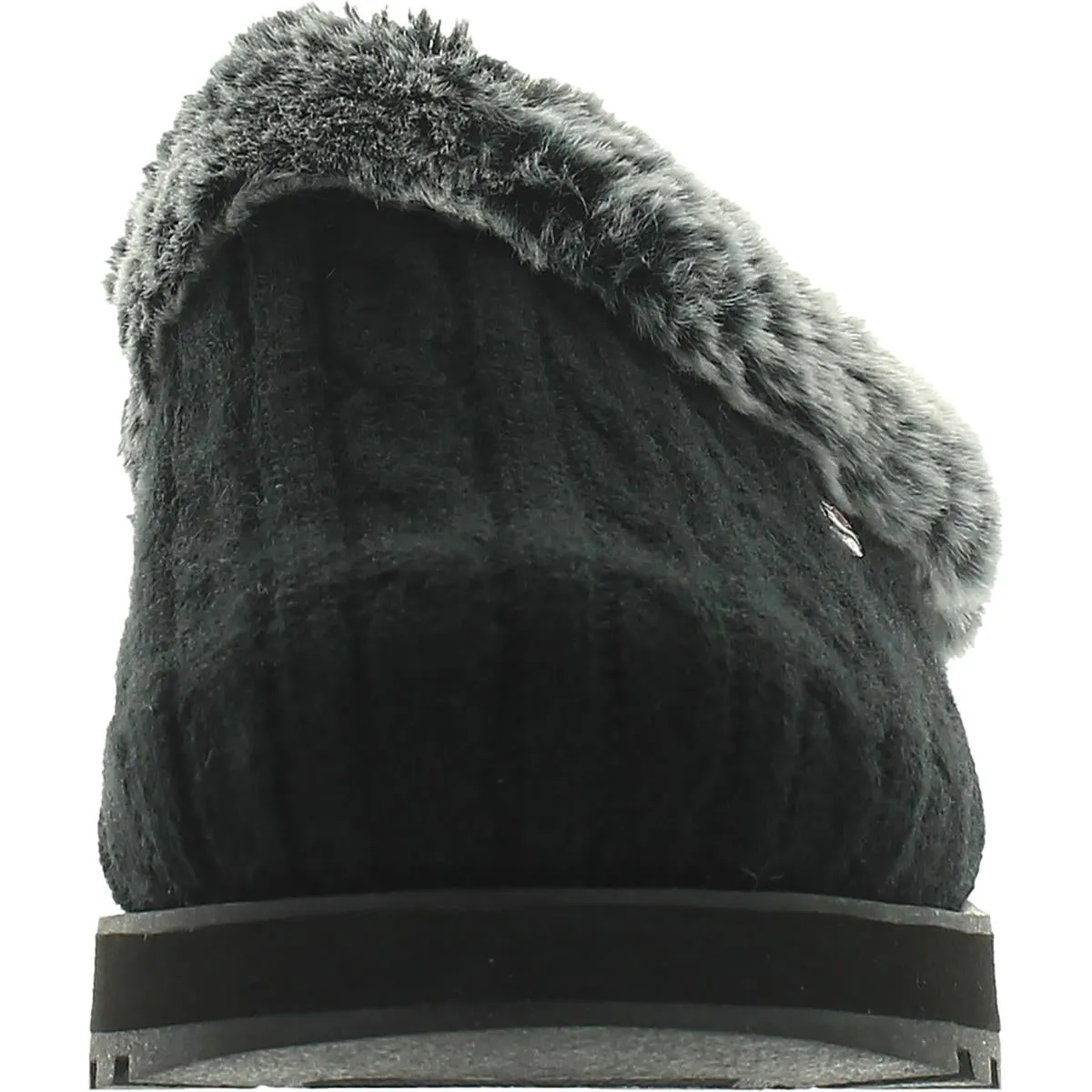 Keepsakes Ice Angel Womens Cable Knit Faux Fur Clog Slippers