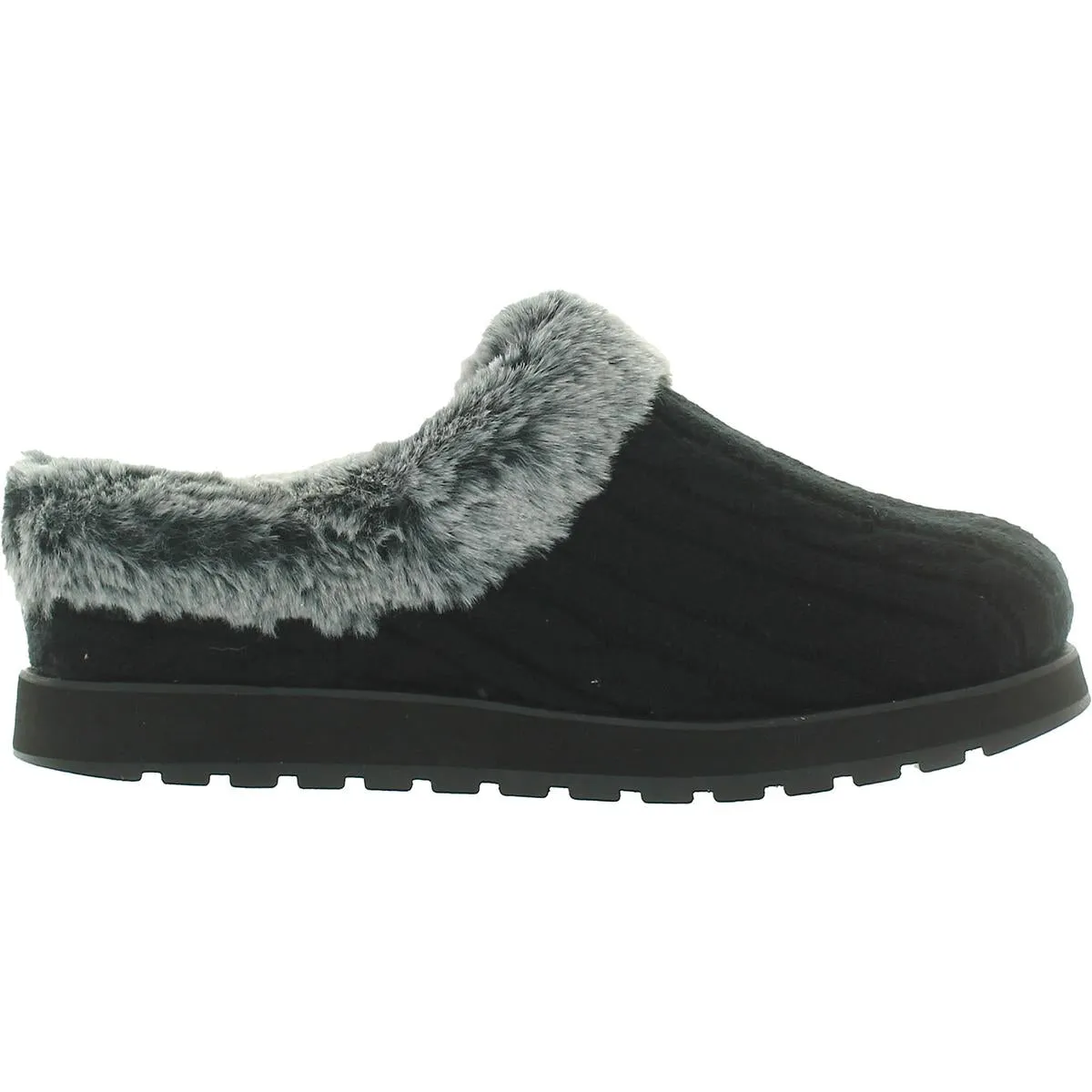 Keepsakes Ice Angel Womens Cable Knit Faux Fur Clog Slippers