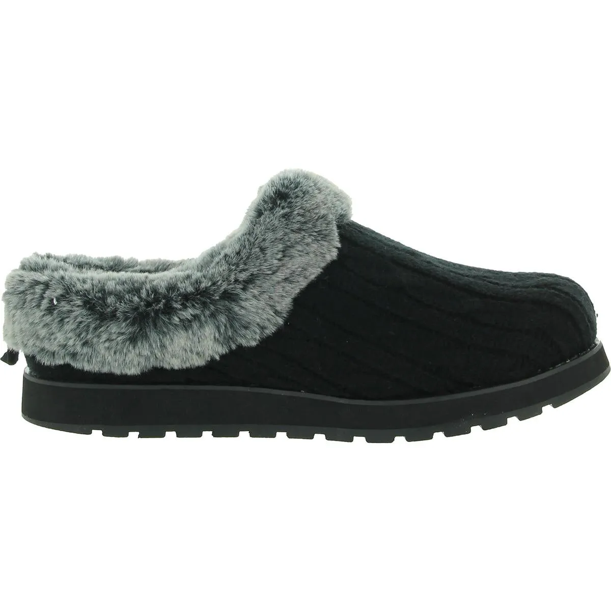 Keepsakes Ice Angel Womens Cable Knit Faux Fur Clog Slippers